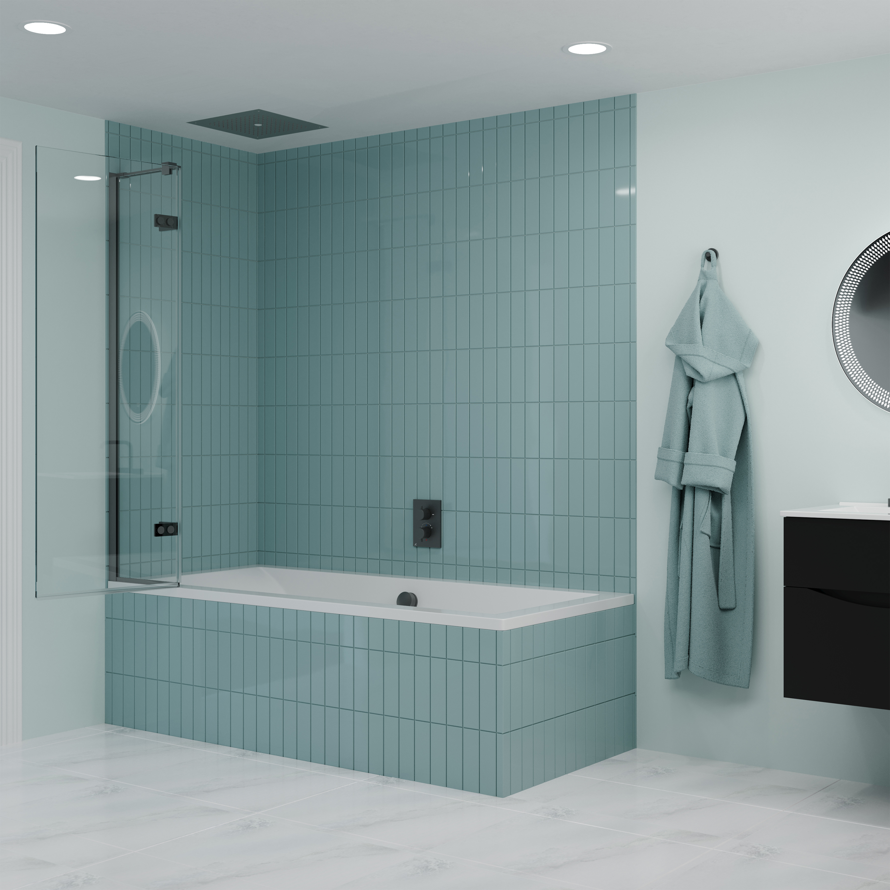 Crosswater Optix 10 Hinged Bath Screen with Inline Panel - Slate - 1500 x 900mm