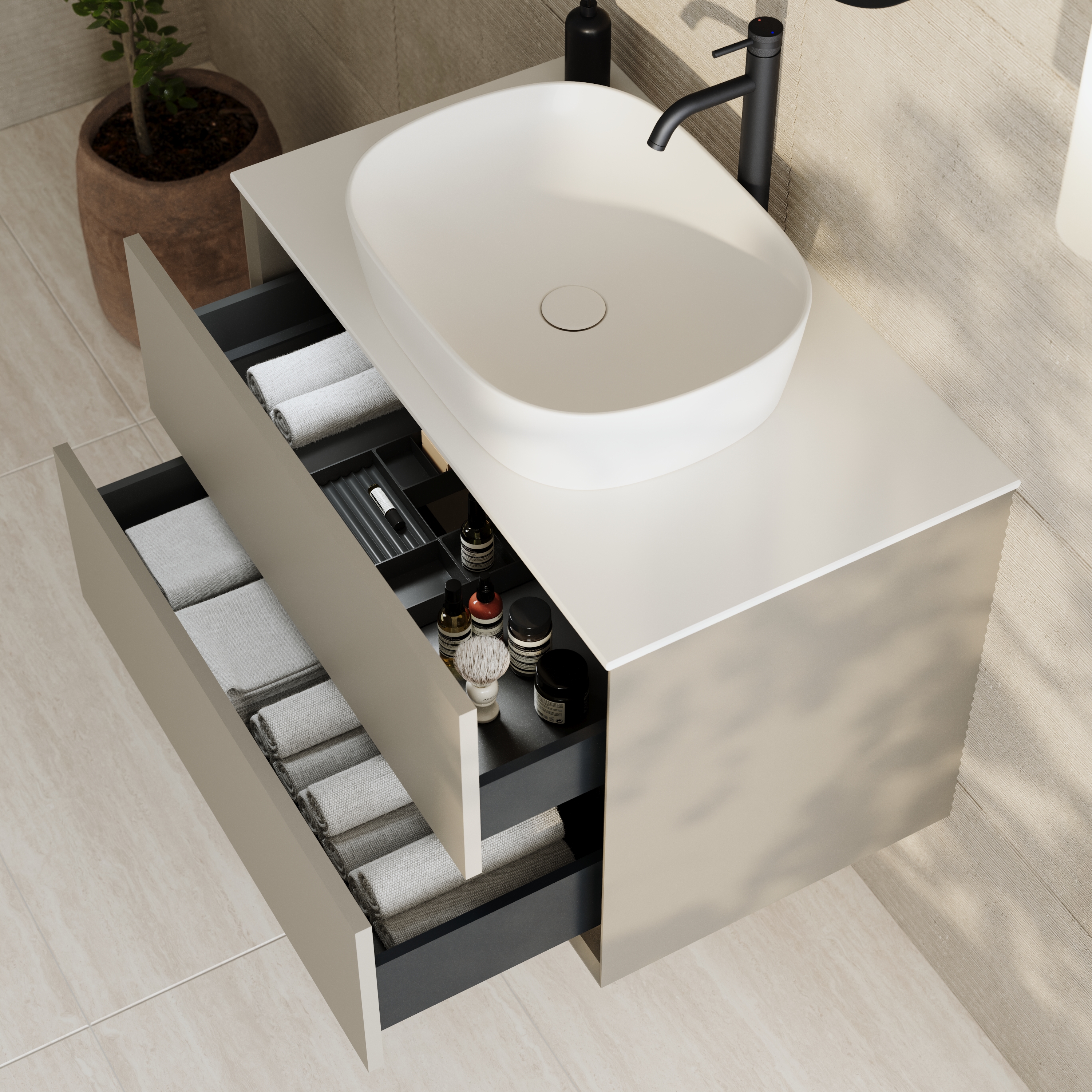 Oslo 800mm Wall Mounted Vanity Unit & Sintered Stone Countertop