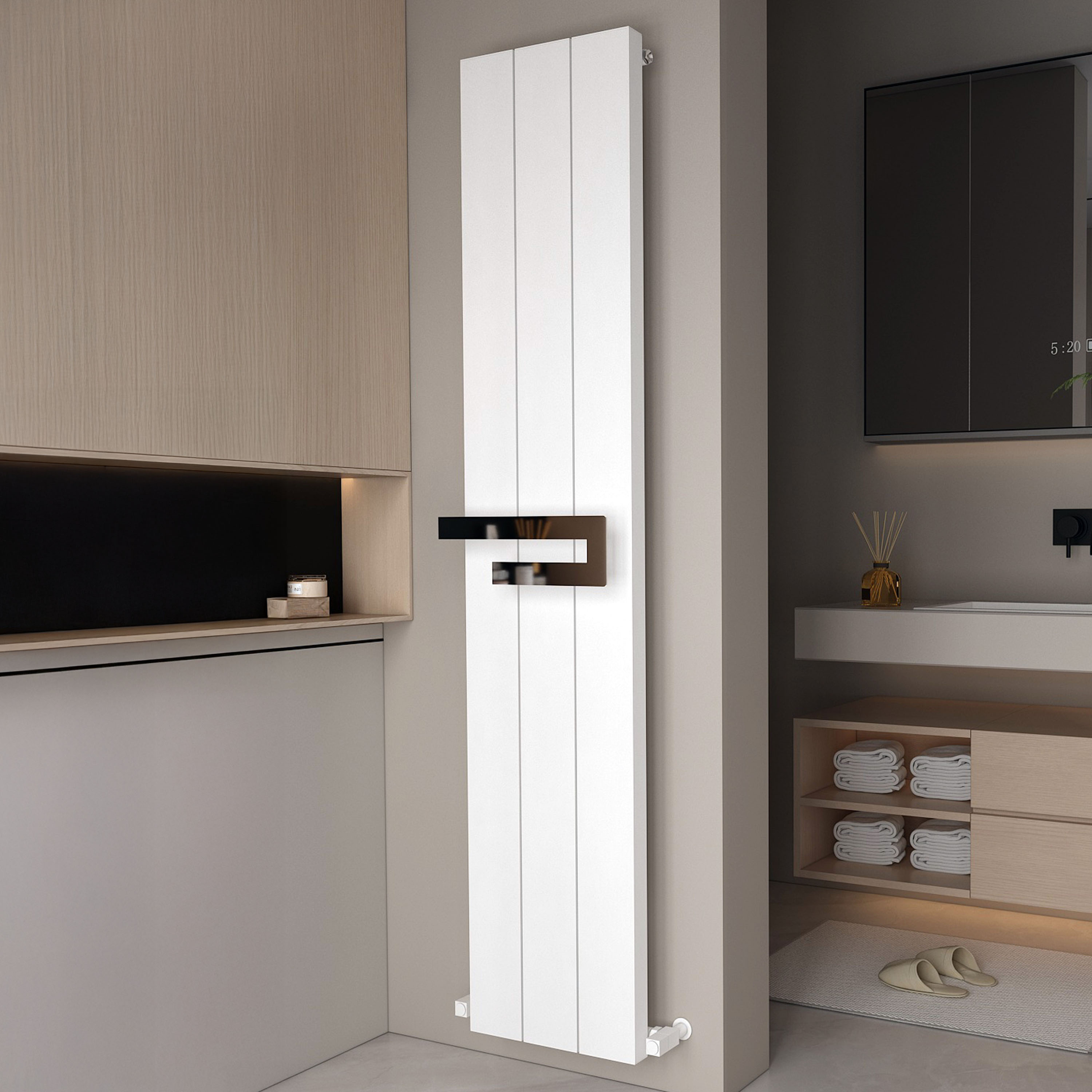 Carisa Elvino Bath Aluminium Vertical Radiator & Towel Rail