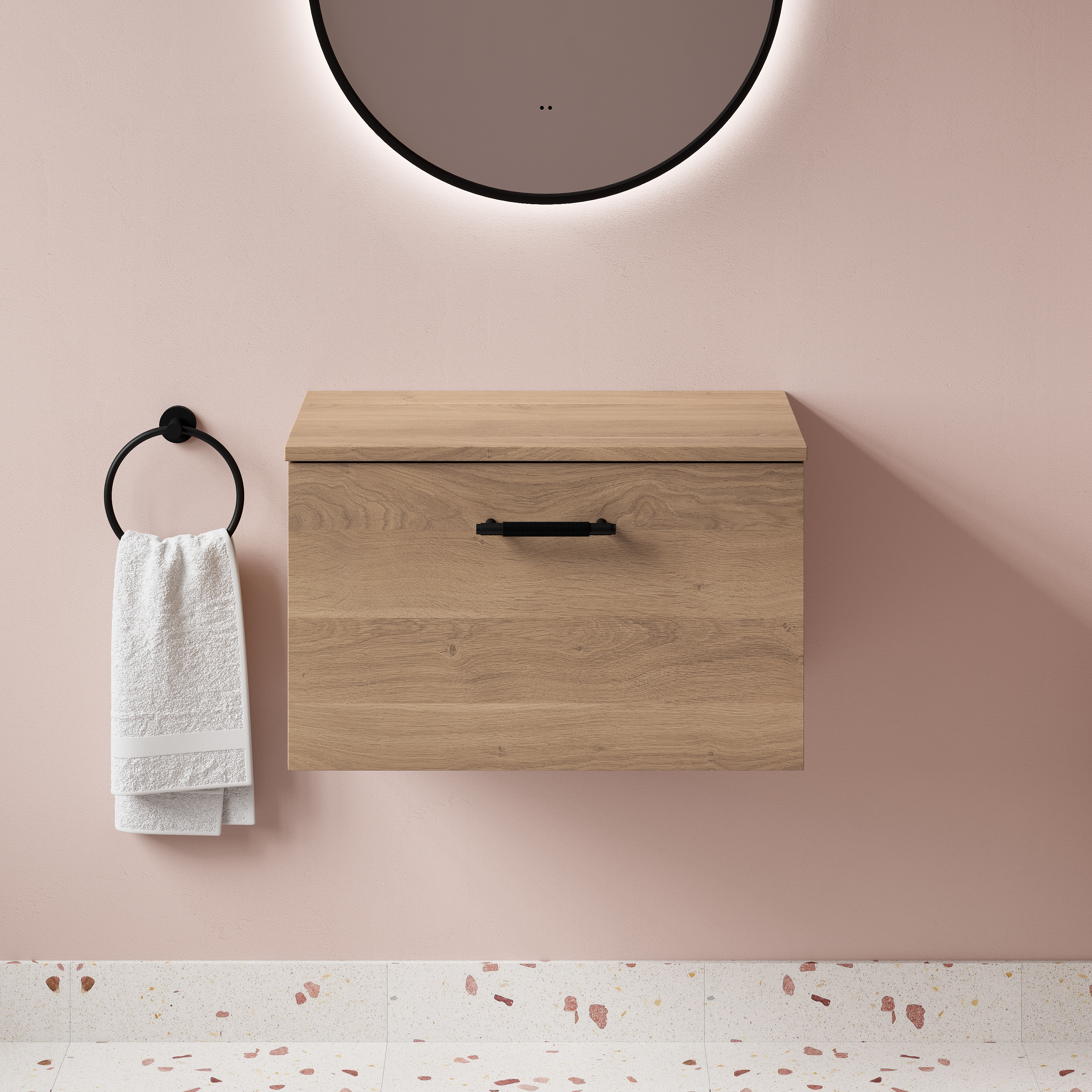 Erin 600mm Wall Mounted 1 Drawer Vanity Unit & Countertop
