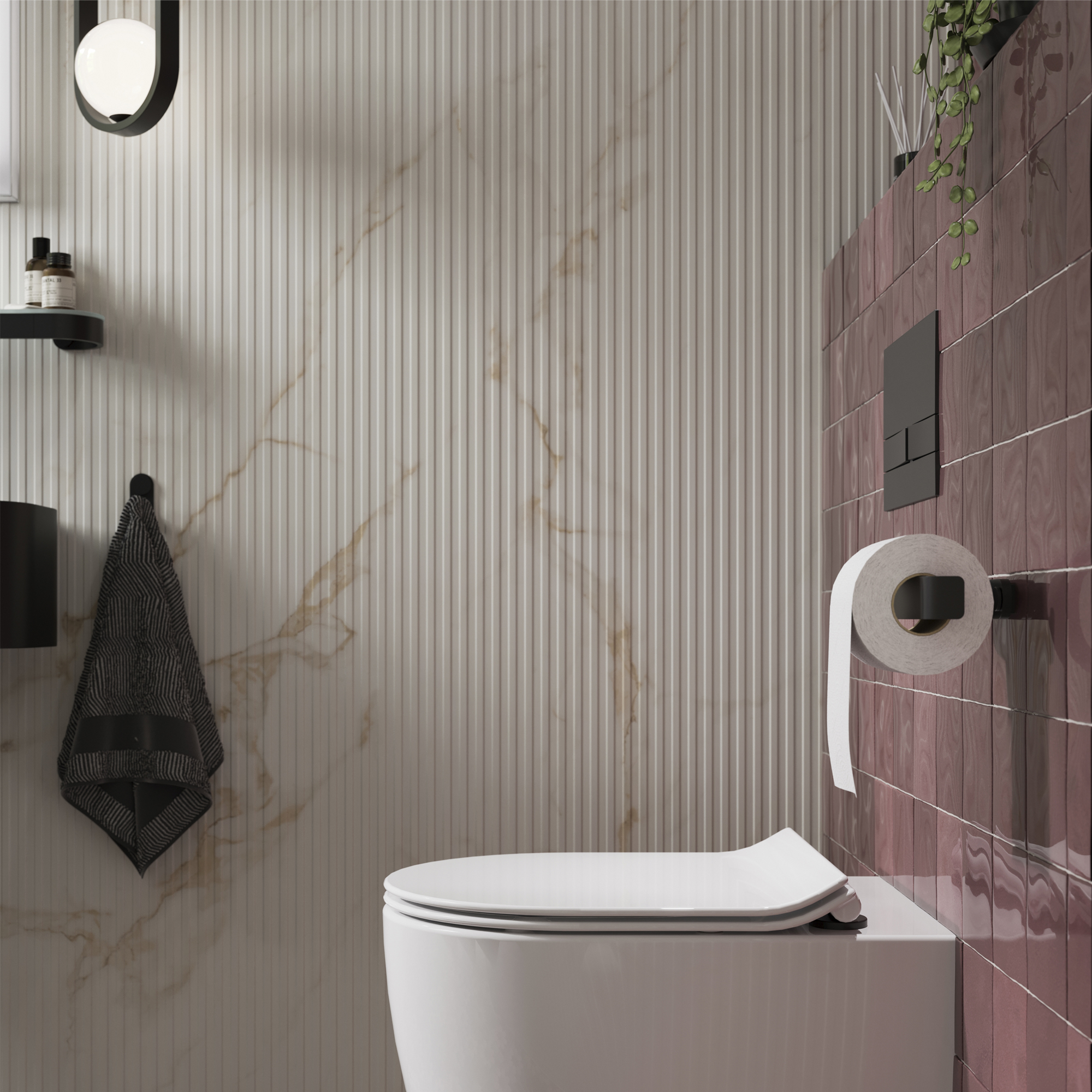 Crosswater Fluted Marble Waterproof Core Laminate Bathroom Wall Panel