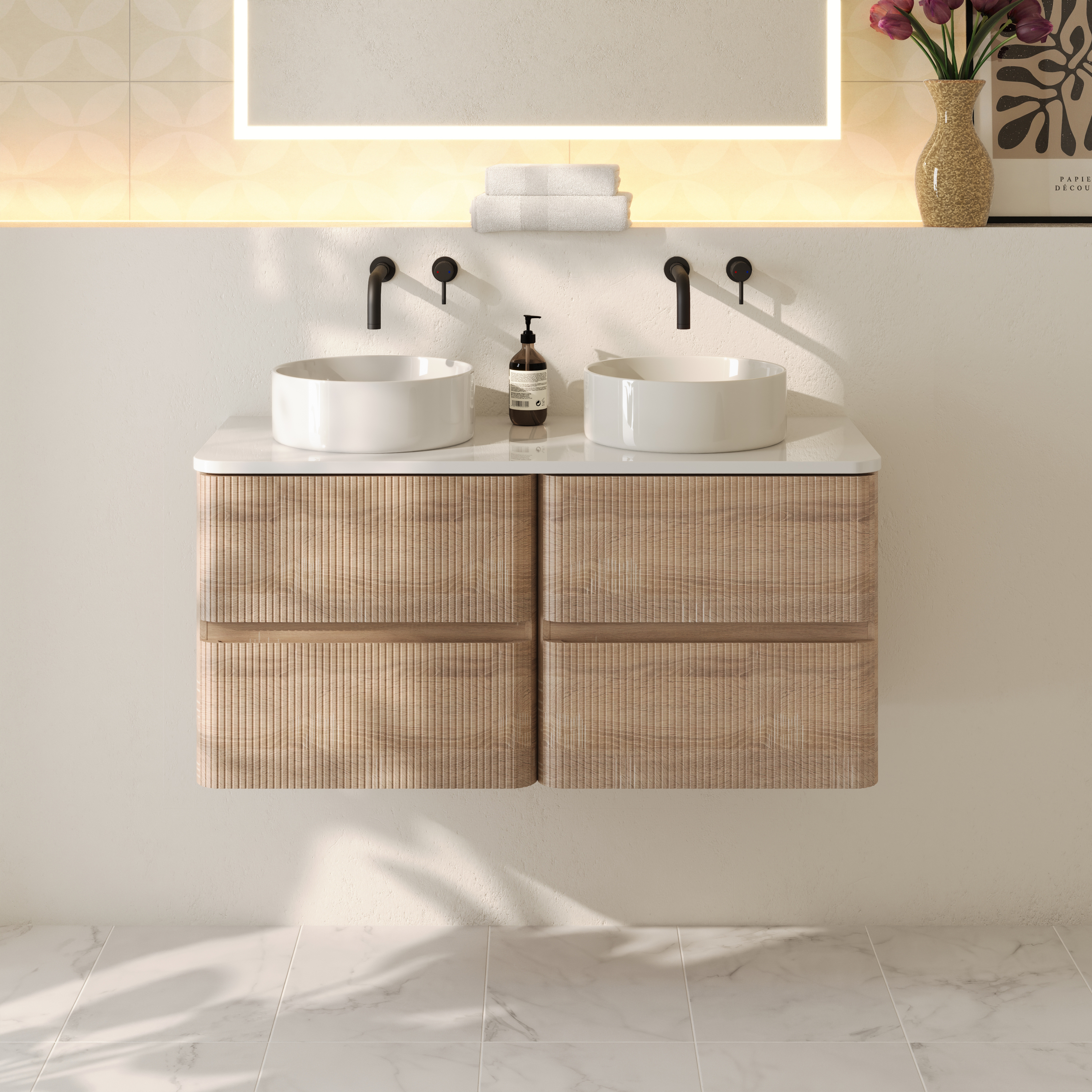 Drench Origin 1000mm Fluted Wall Mounted Vanity Unit & Countertop
