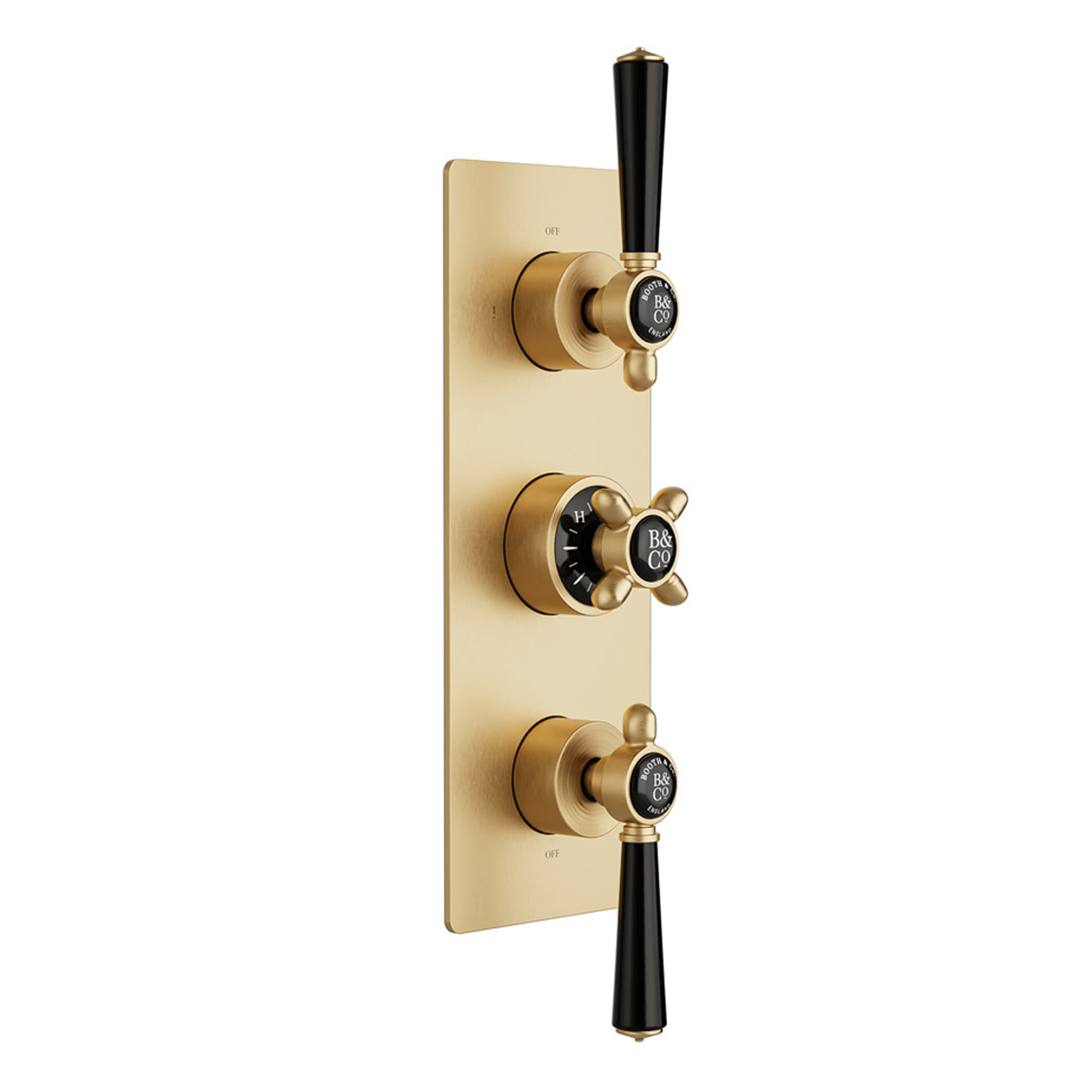 Booth & Co Axbridge Traditional 2 Outlet 3 Handle Concealed Thermostatic Shower Valve