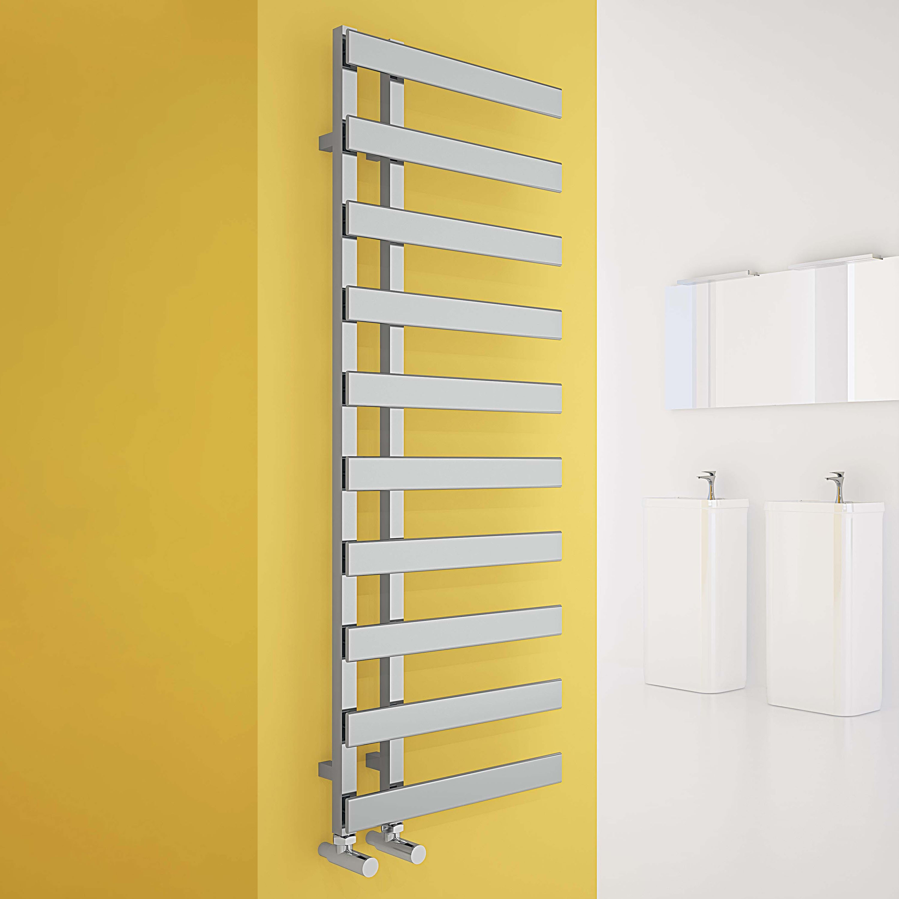 Carisa Floris Offset Ladder Steel Heated Towel Rail