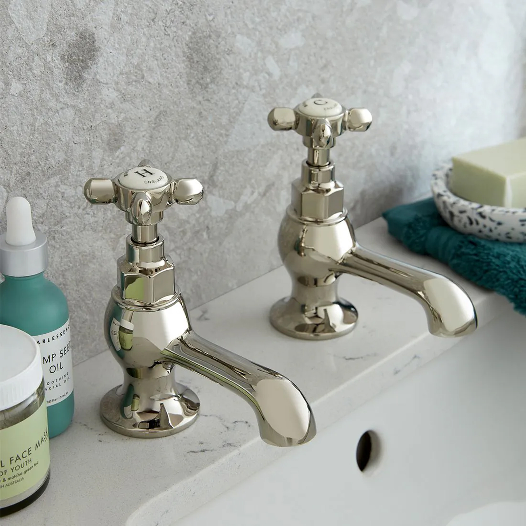 Booth & Co Axbridge Traditional Crosshead Basin Pillar Taps