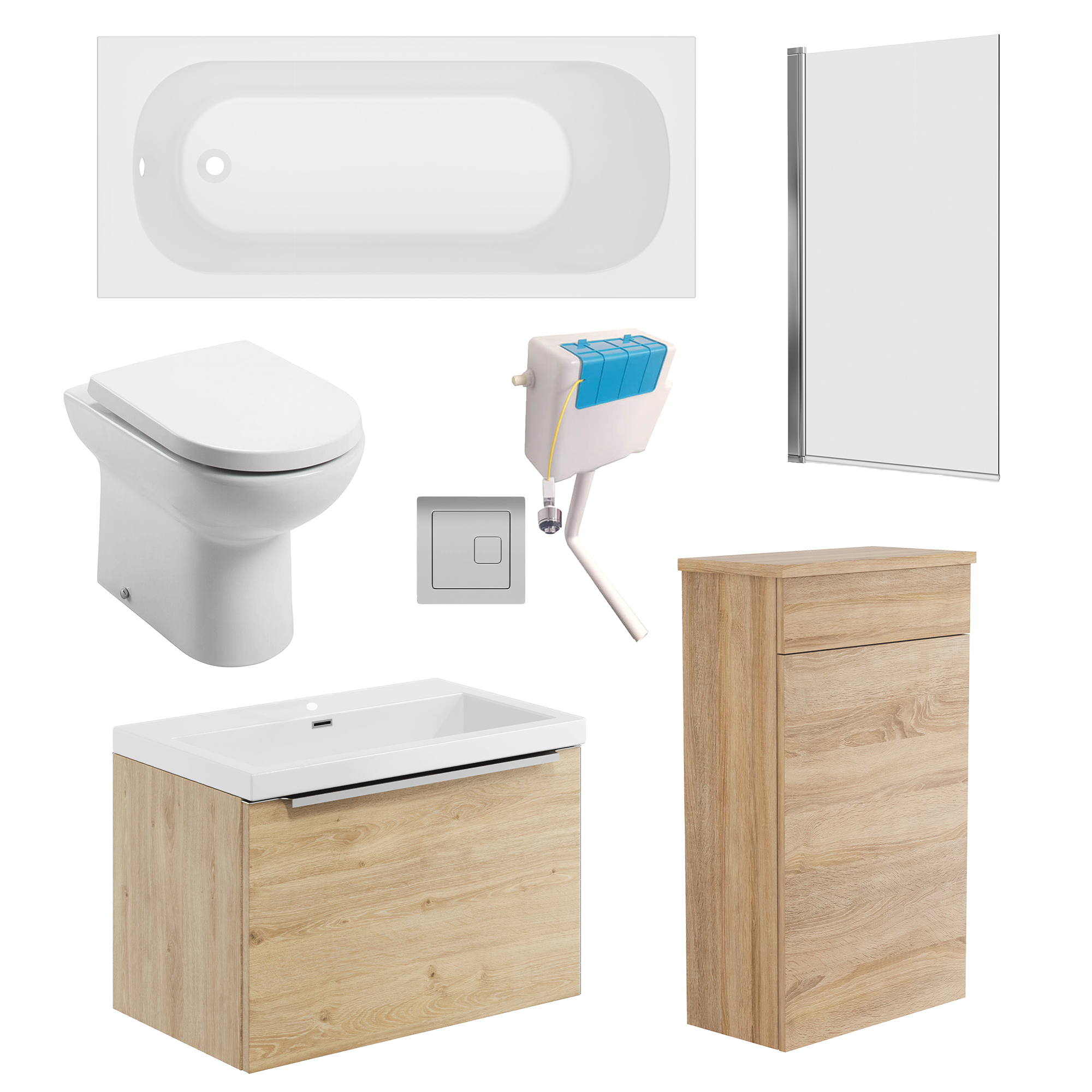 Freddie Reinforced Shower Bath Suite with Back to Wall Toilet