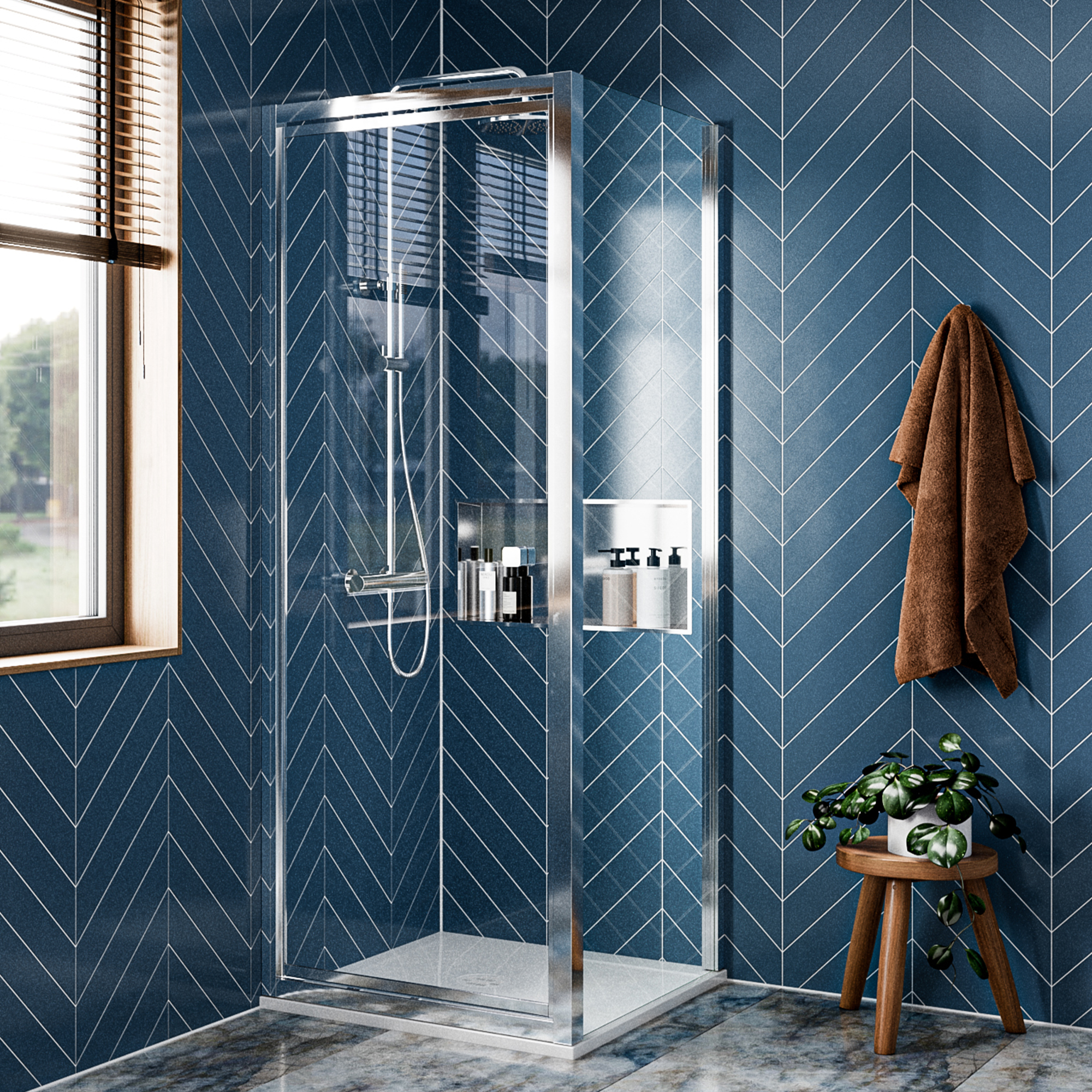 Crosswater Clear 6 6mm Infold Shower Door & Optional Side Panel