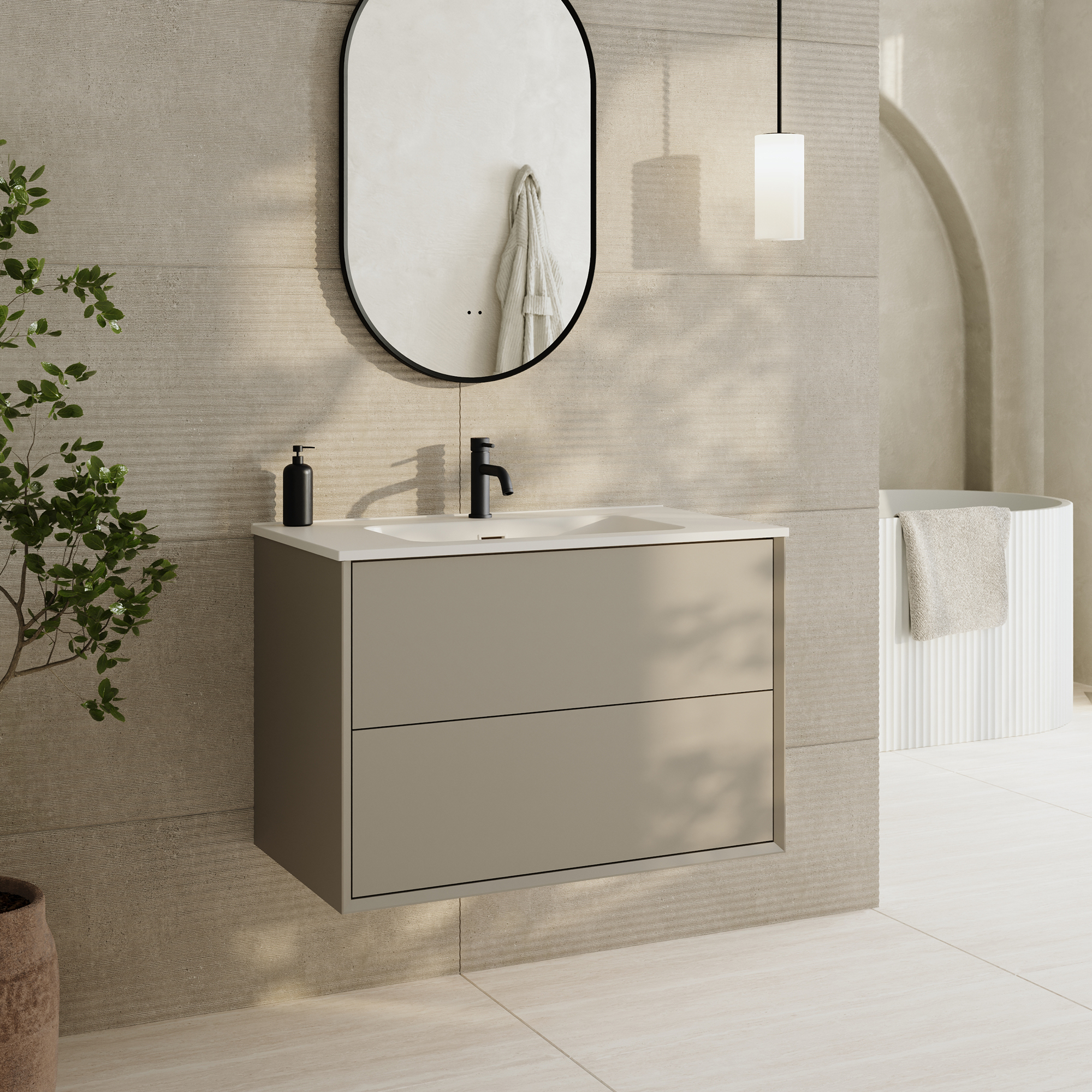 Oslo 800mm Wall Mounted Vanity Unit & Matt White Basin