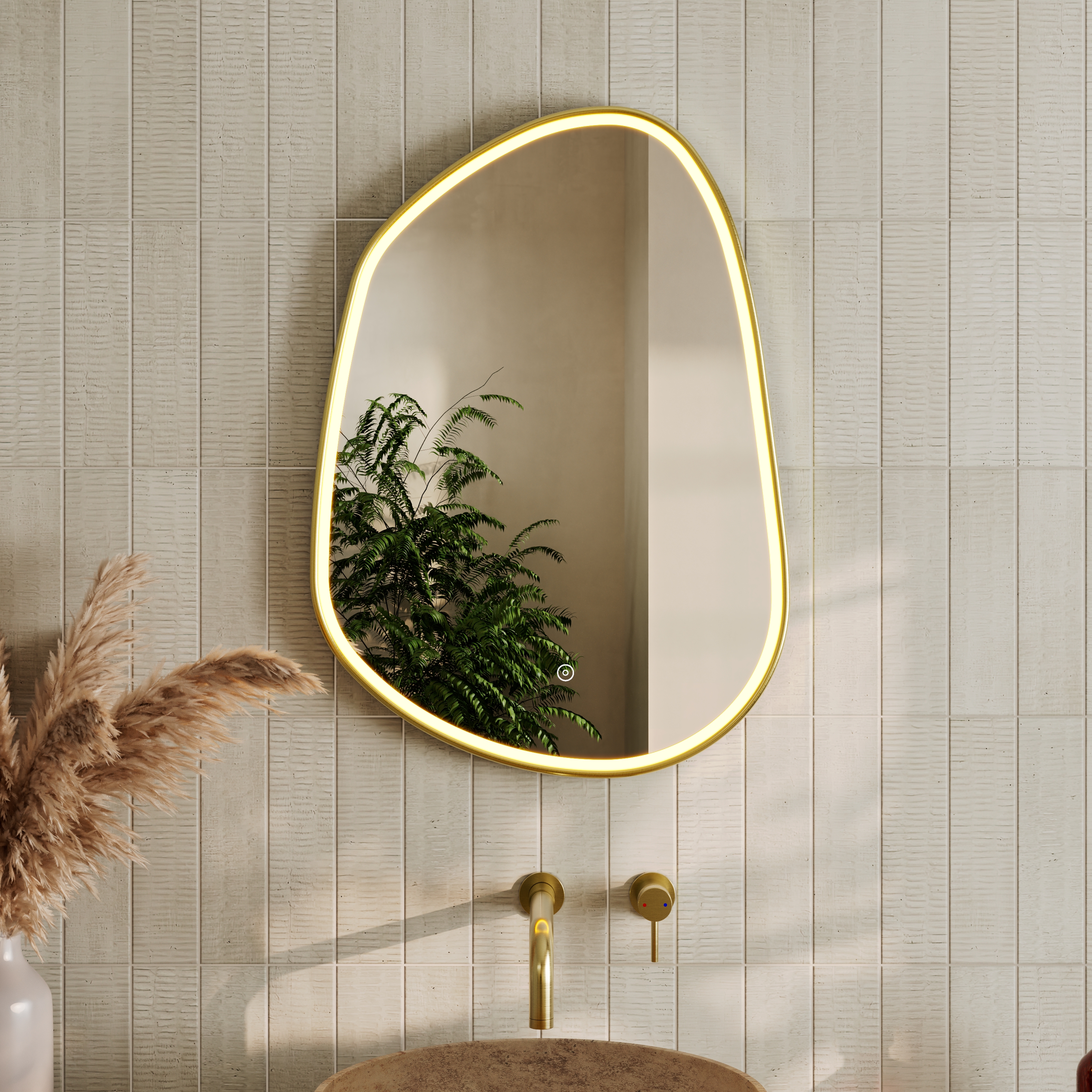 Organics Pond LED Illuminated Framed Mirror with Demister Pad & Colour Change Lights - 500 x 700mm