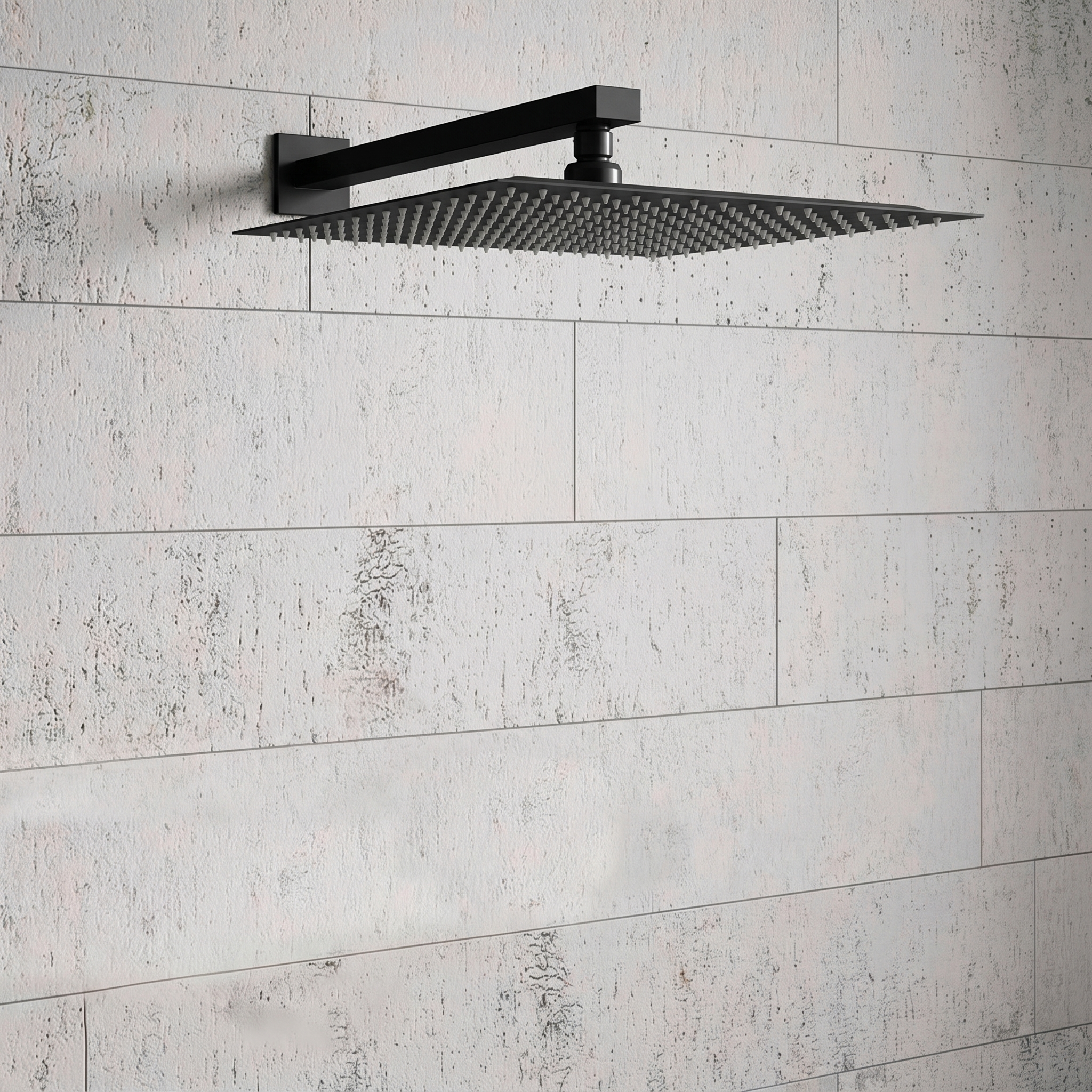 Harbour Status Concealed Shower Valve, Fixed Wall Mounted Head & Slide Rail Kit - Matt Black