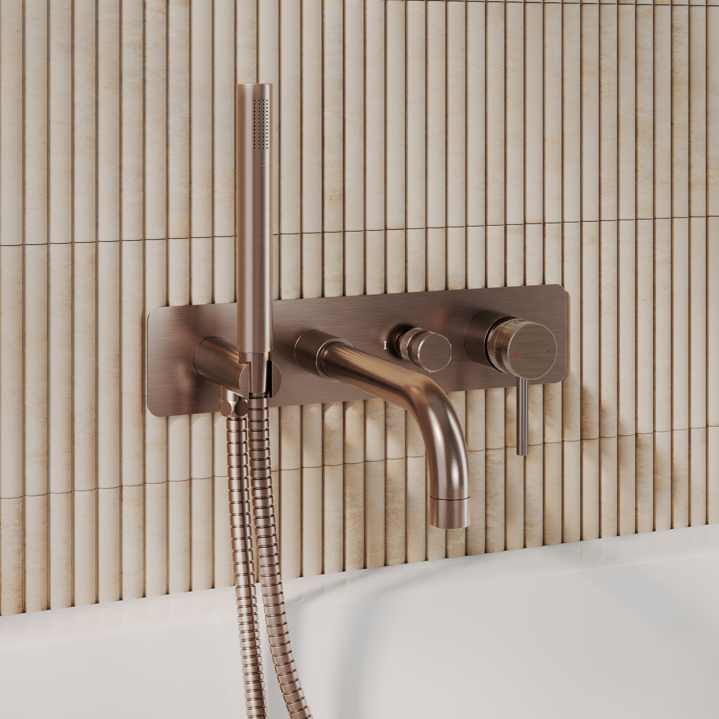 Core Wall Mounted Bath Shower Mixer, Handset & Hose