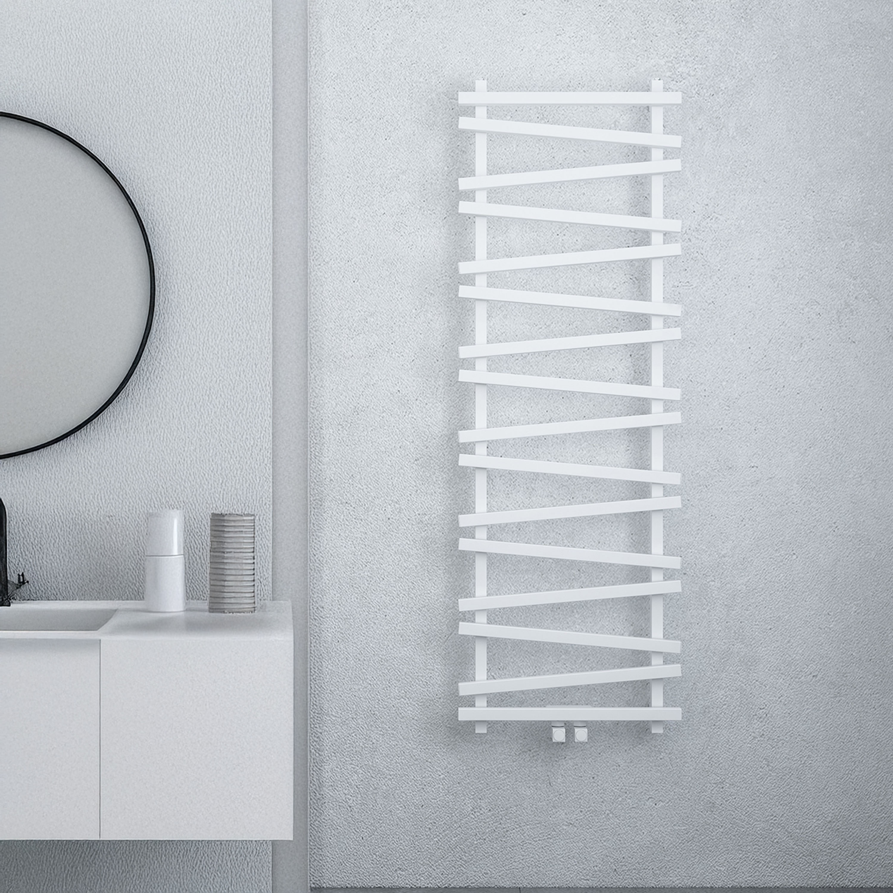 Carisa Vivek Angled Designer Aluminium Heated Towel Rail