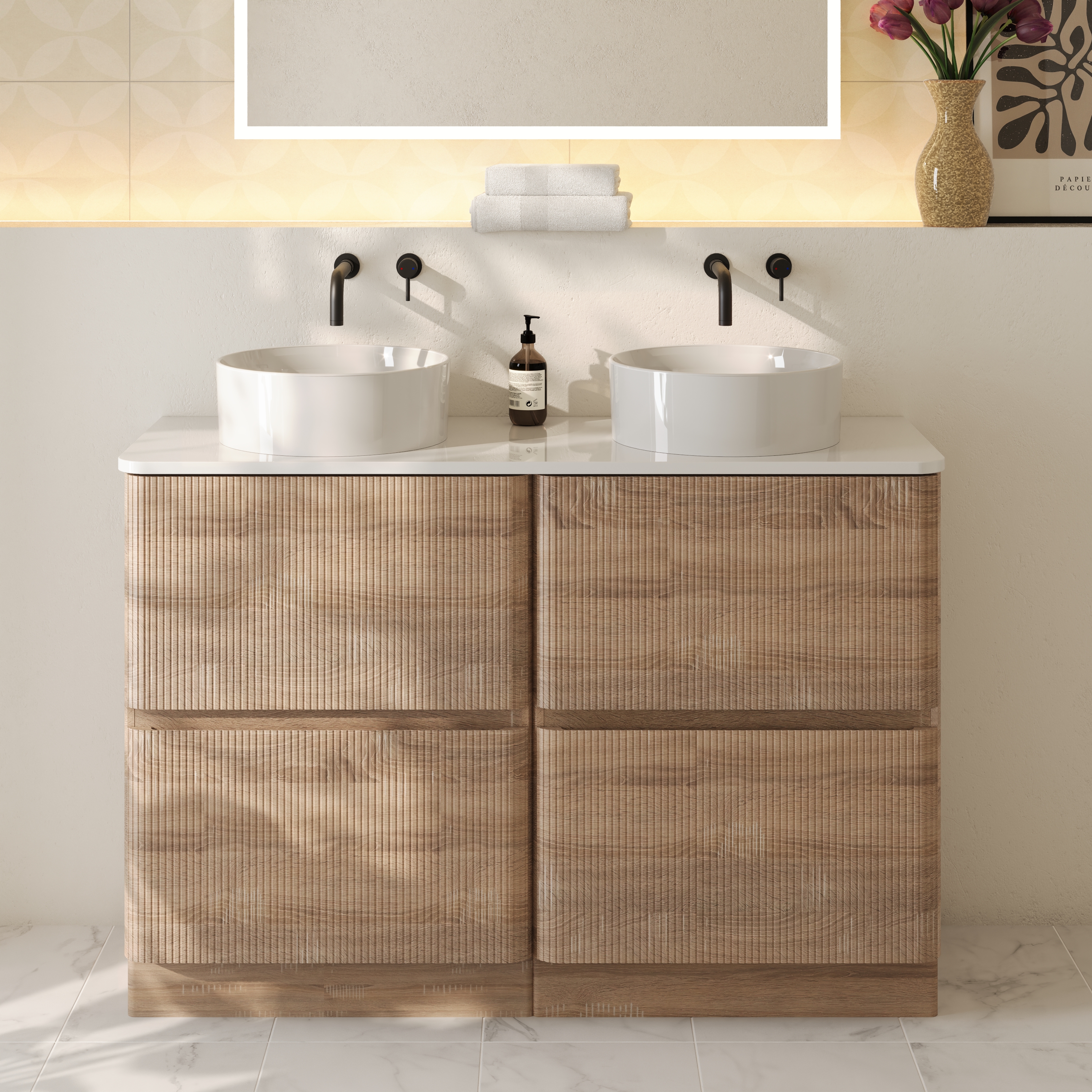 Drench Origin 1200mm Fluted Floorstanding Vanity Unit & Countertop