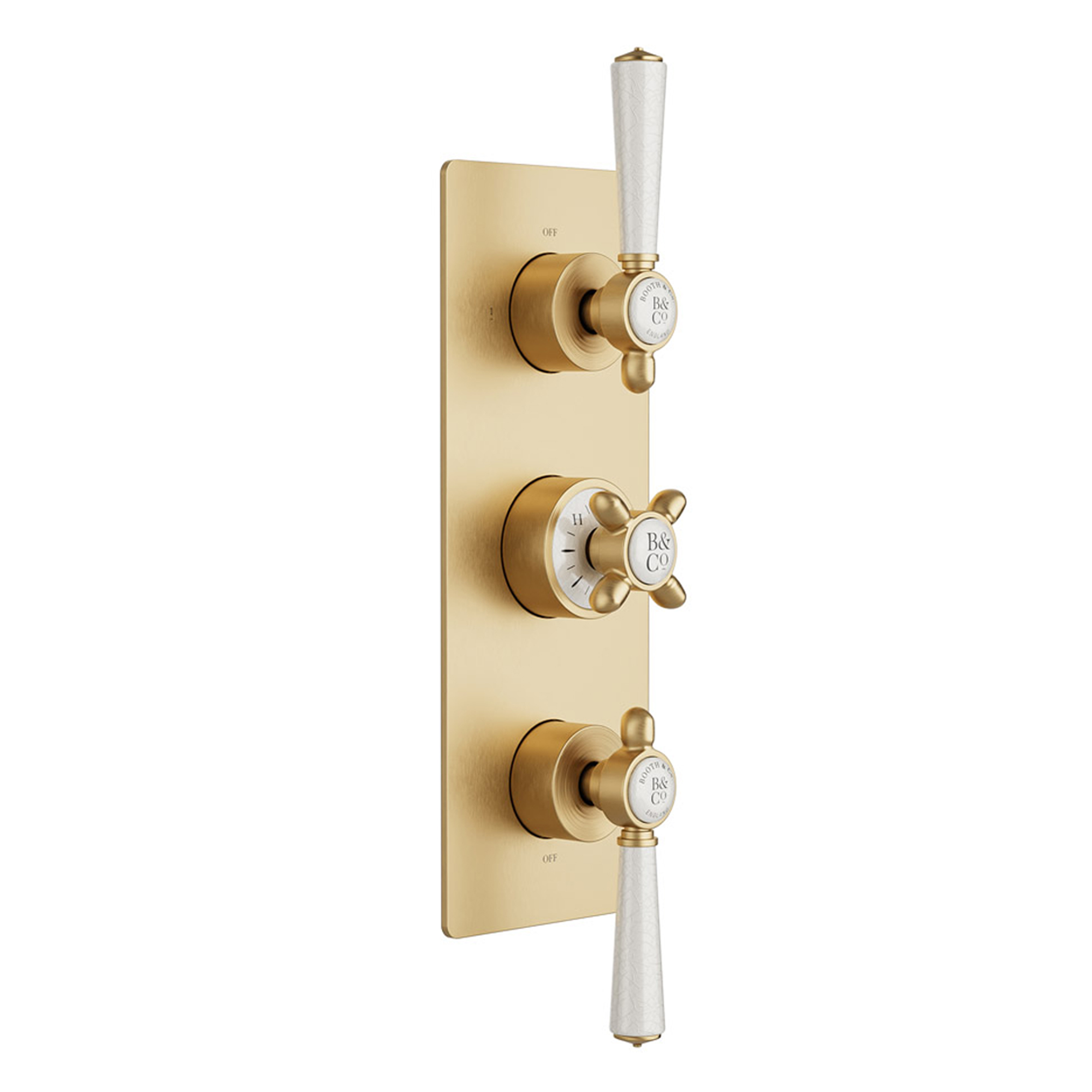 Booth & Co Axbridge Traditional 3 Outlet 3 Handle Concealed Thermostatic Shower Valve
