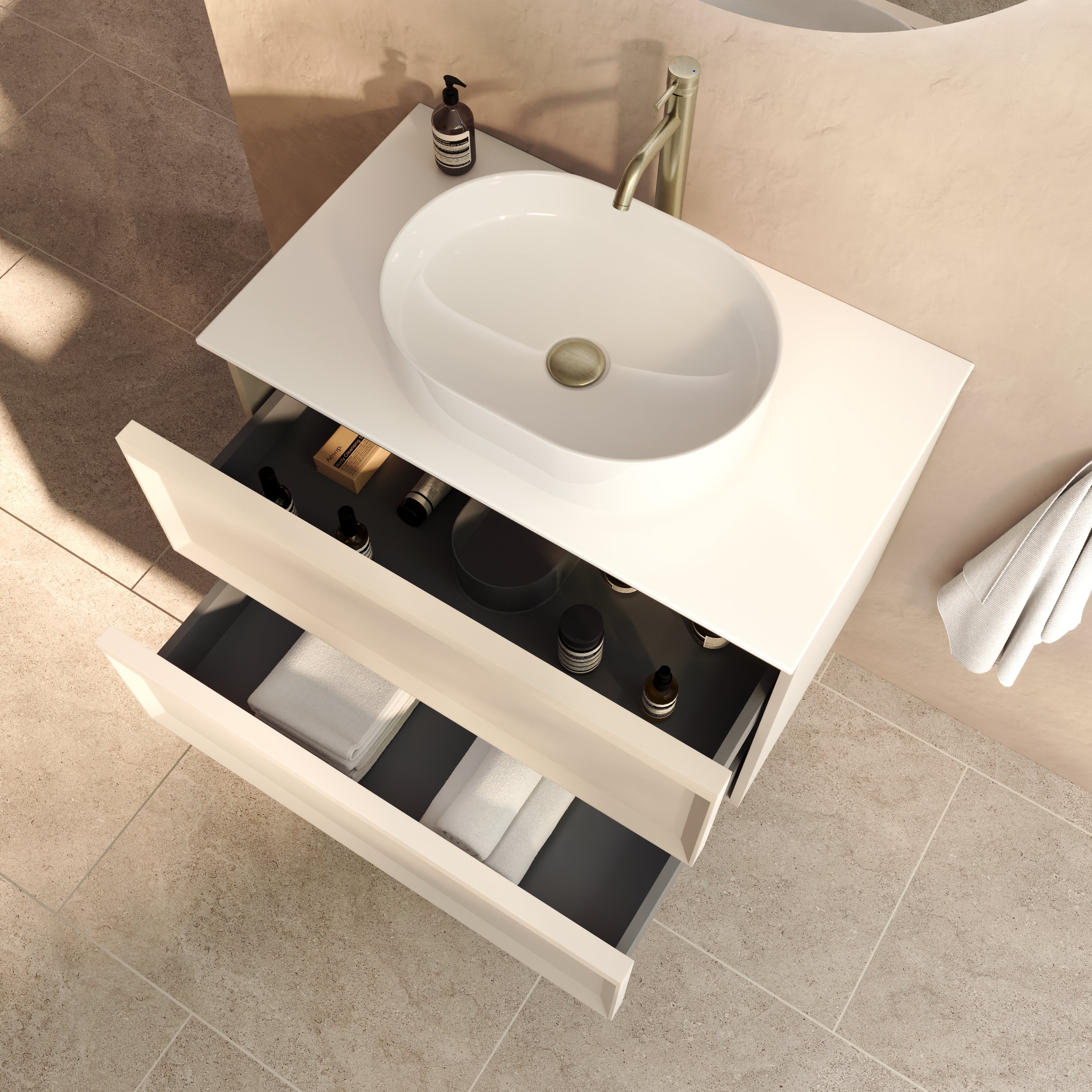 Aura 800mm Wall Mounted Vanity Unit & Sintered Stone Countertop