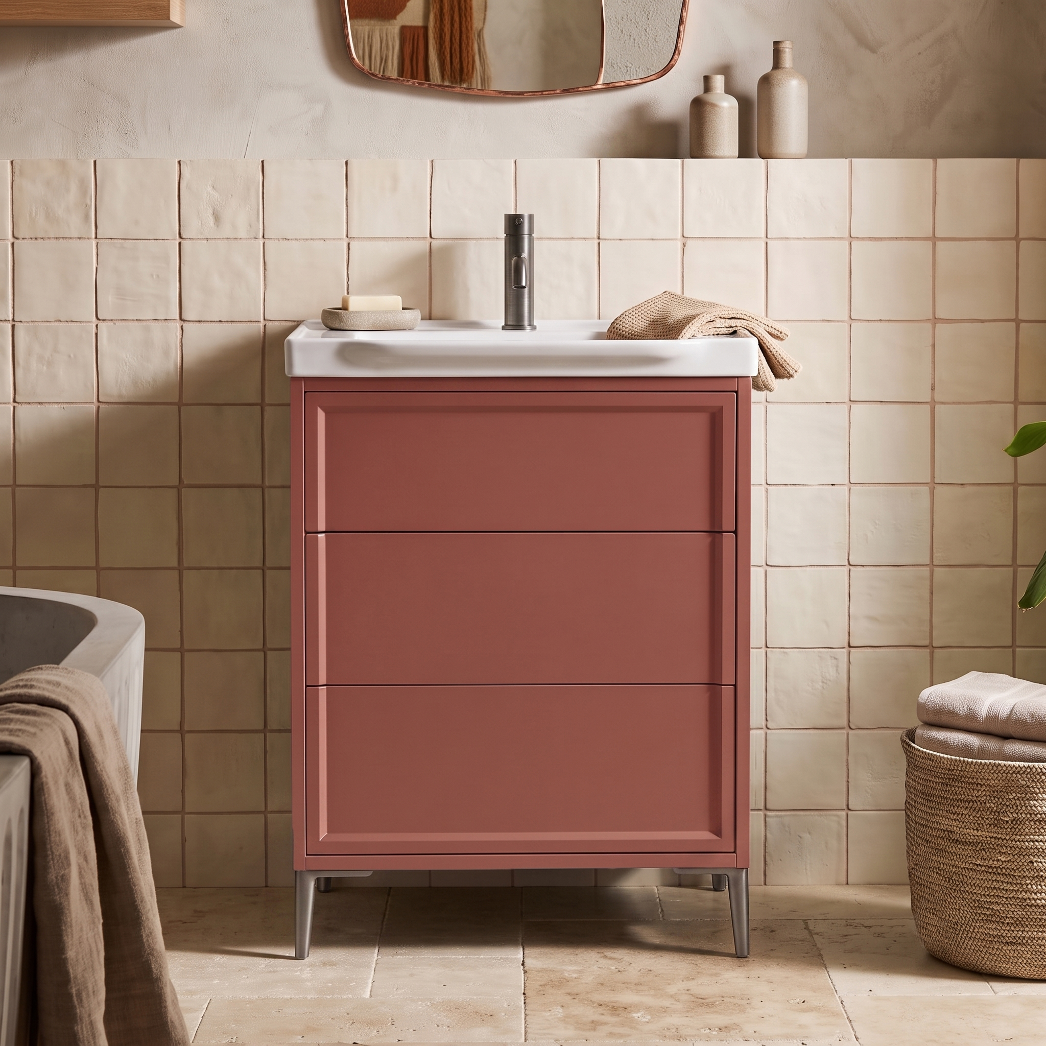 Elara 600mm Floorstanding Vanity Unit & Basin with Leg Set