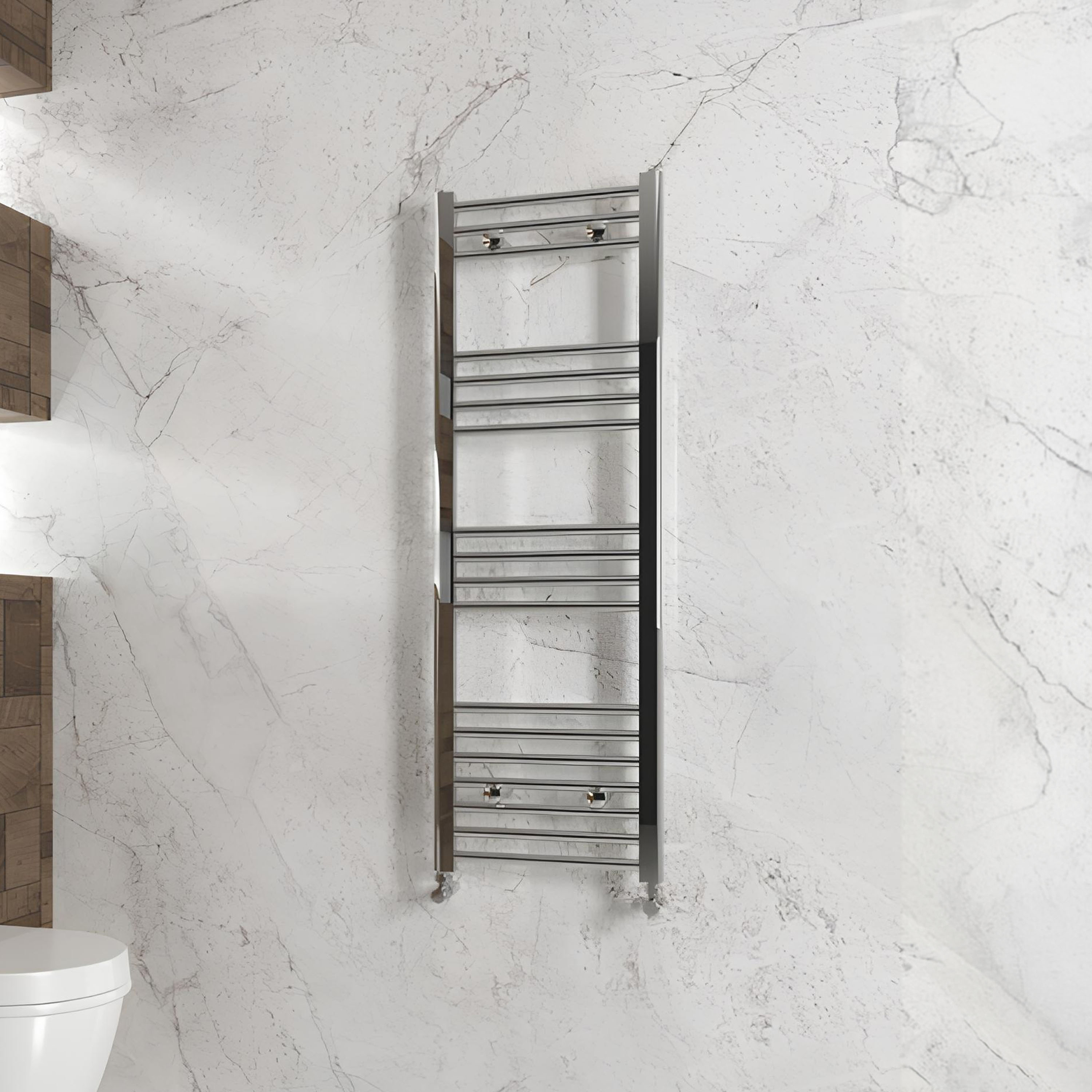 Carisa Nile Flat Vertical Steel Ladder Heated Towel Rail
