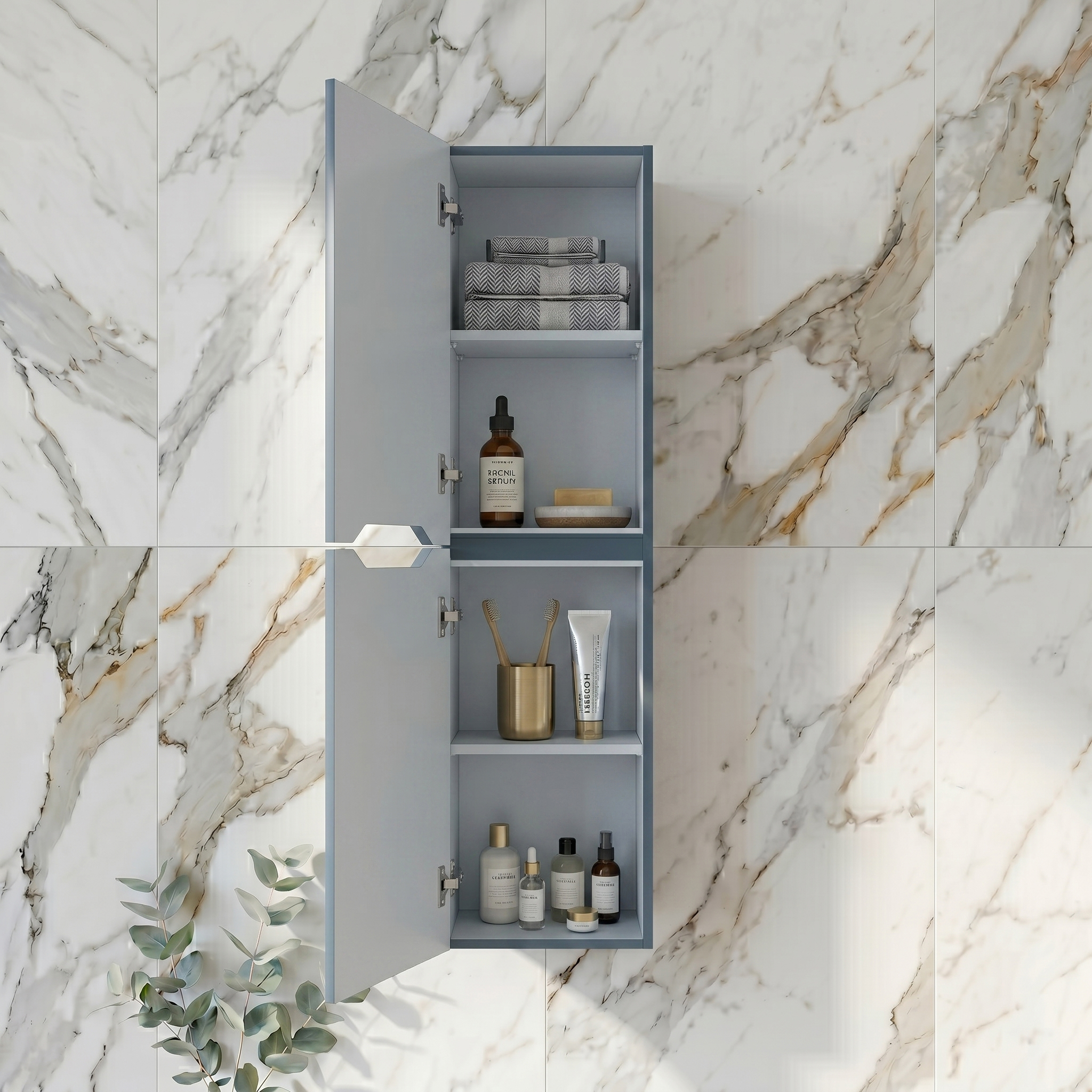 Ava 1400mm Wall Mounted Tall Storage Cabinet