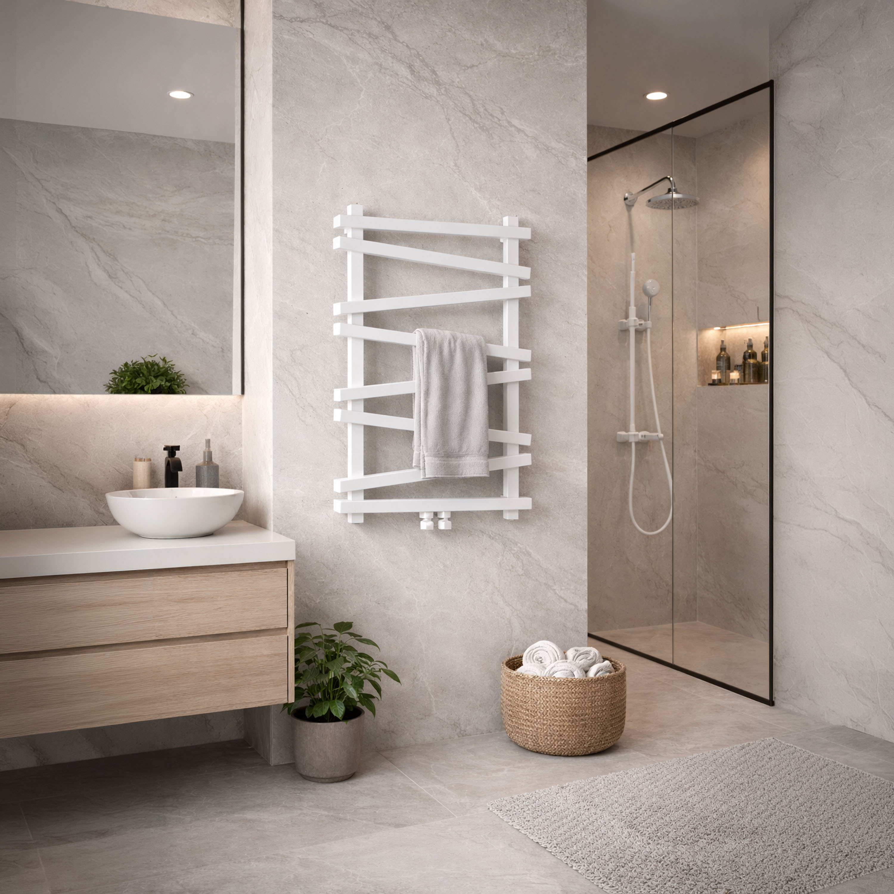 Carisa Vivek Angled Designer Aluminium Heated Towel Rail