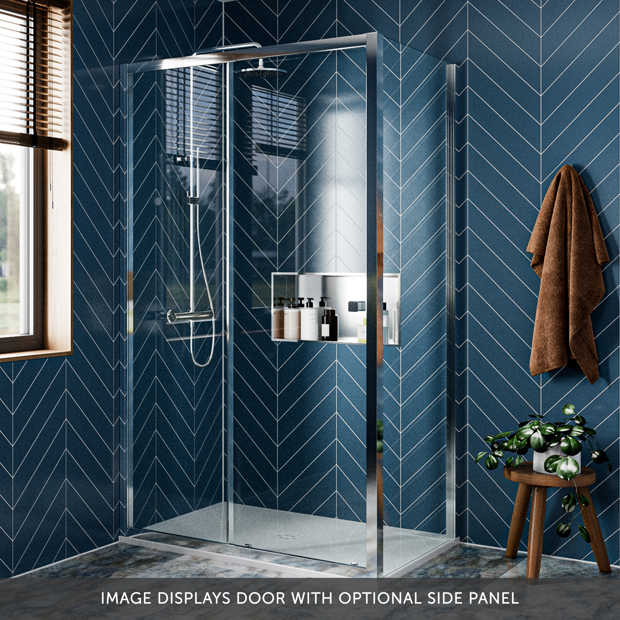 Crosswater Clear 6 6mm Matt Black Single Sliding Door & Optional Side Panel