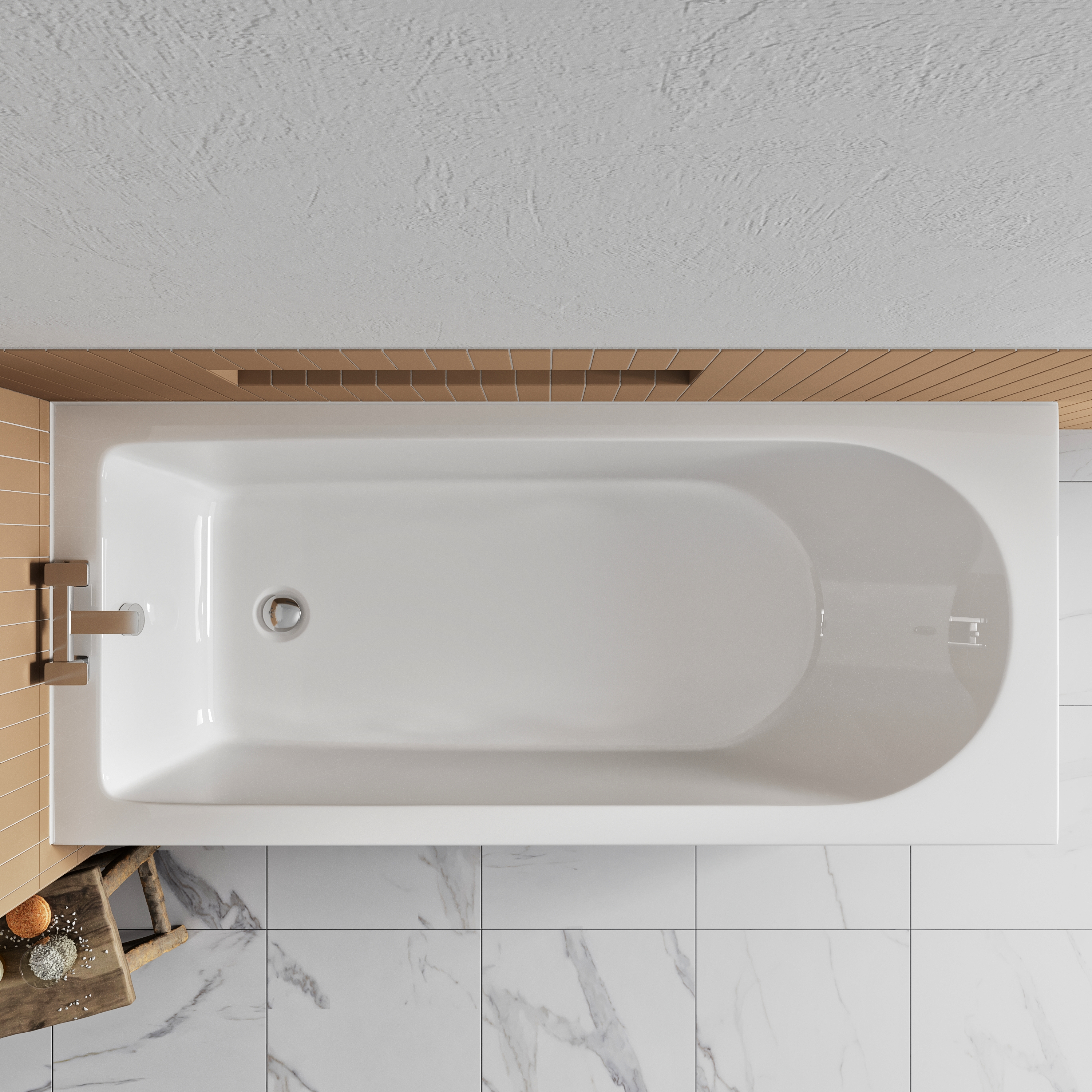 Drench Straight Single Ended Bath - Curved