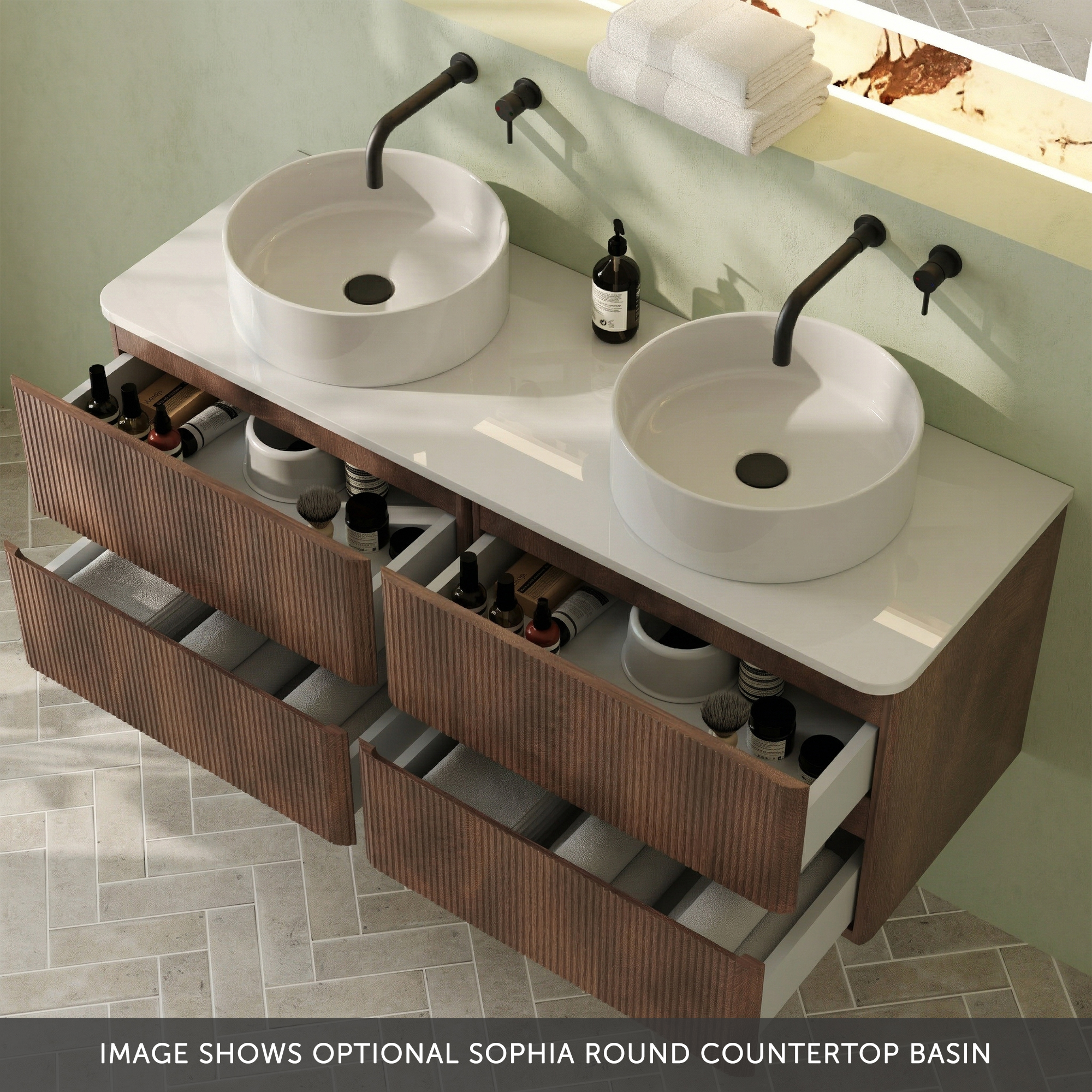 Drench Origin 1200mm Fluted Wall Mounted Vanity Unit & Countertop