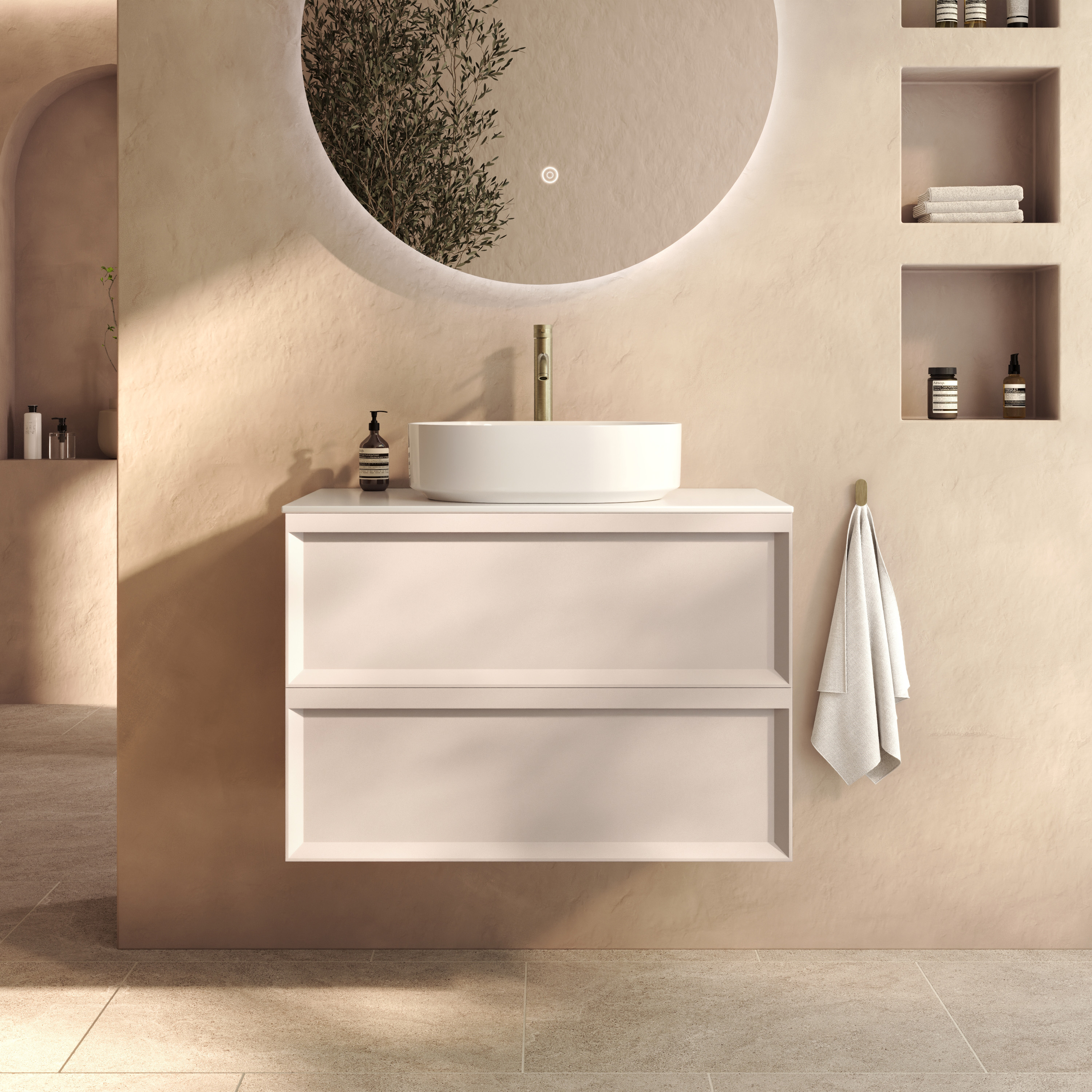 Aura 800mm Wall Mounted Vanity Unit & Sintered Stone Countertop