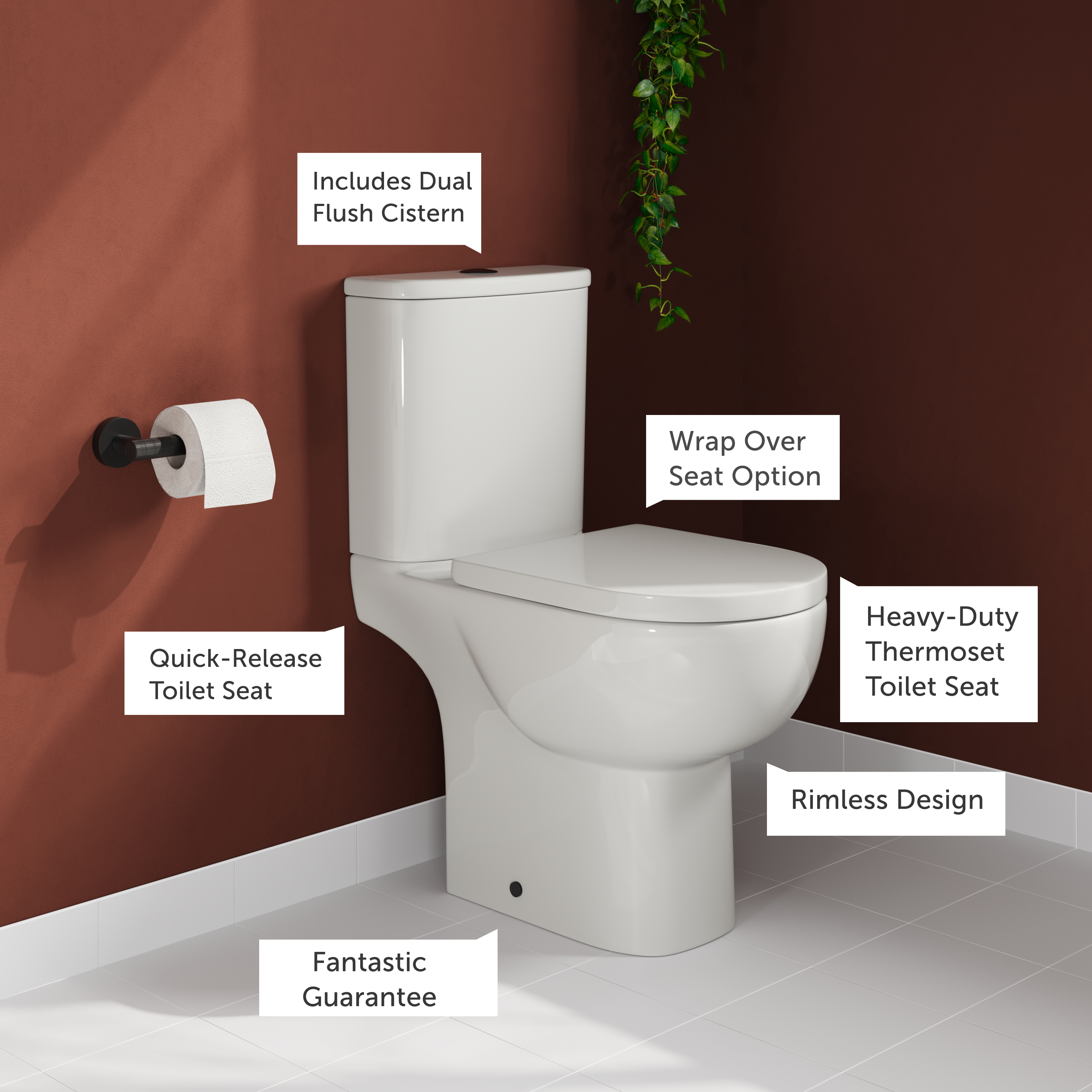 Harbour Serenity Rimless Close Coupled Toilet with Soft Close Seat