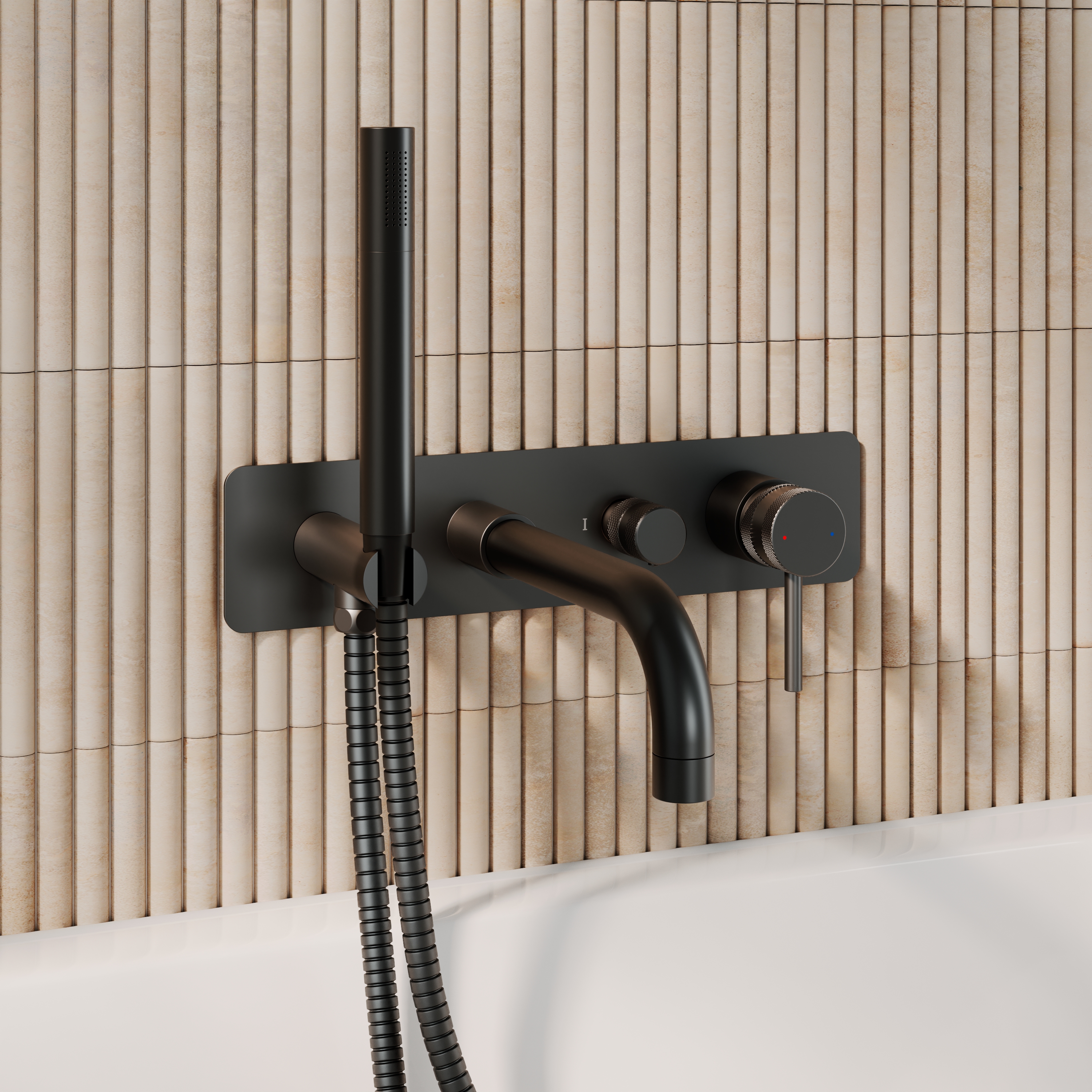 Core Wall Mounted Bath Shower Mixer, Handset & Hose