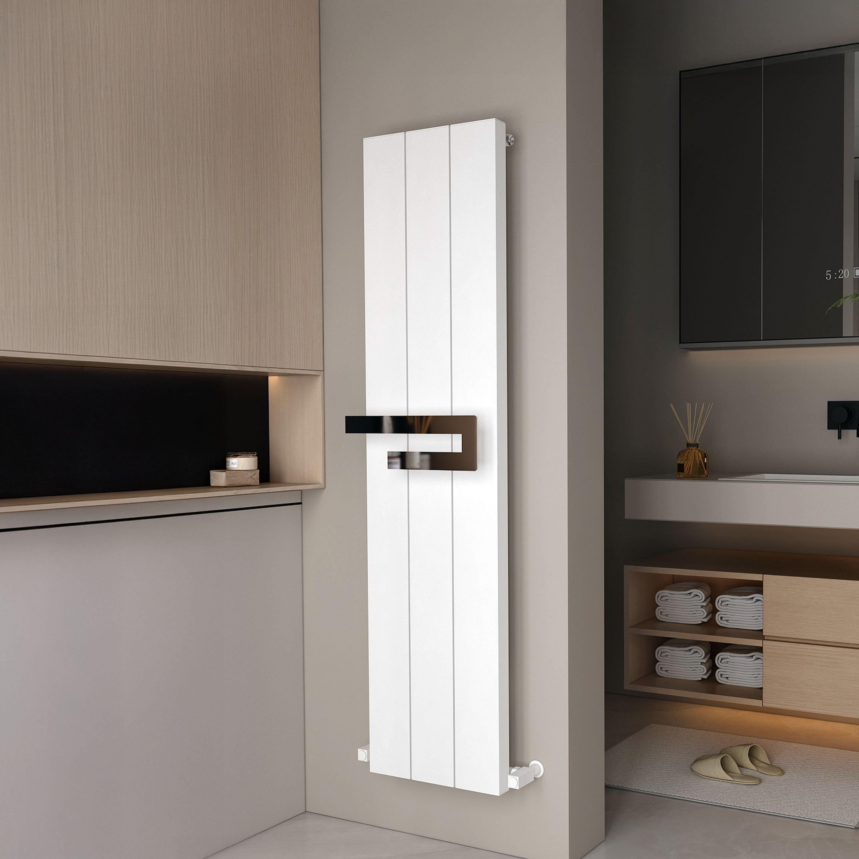 Carisa Elvino Bath Aluminium Vertical Radiator & Towel Rail