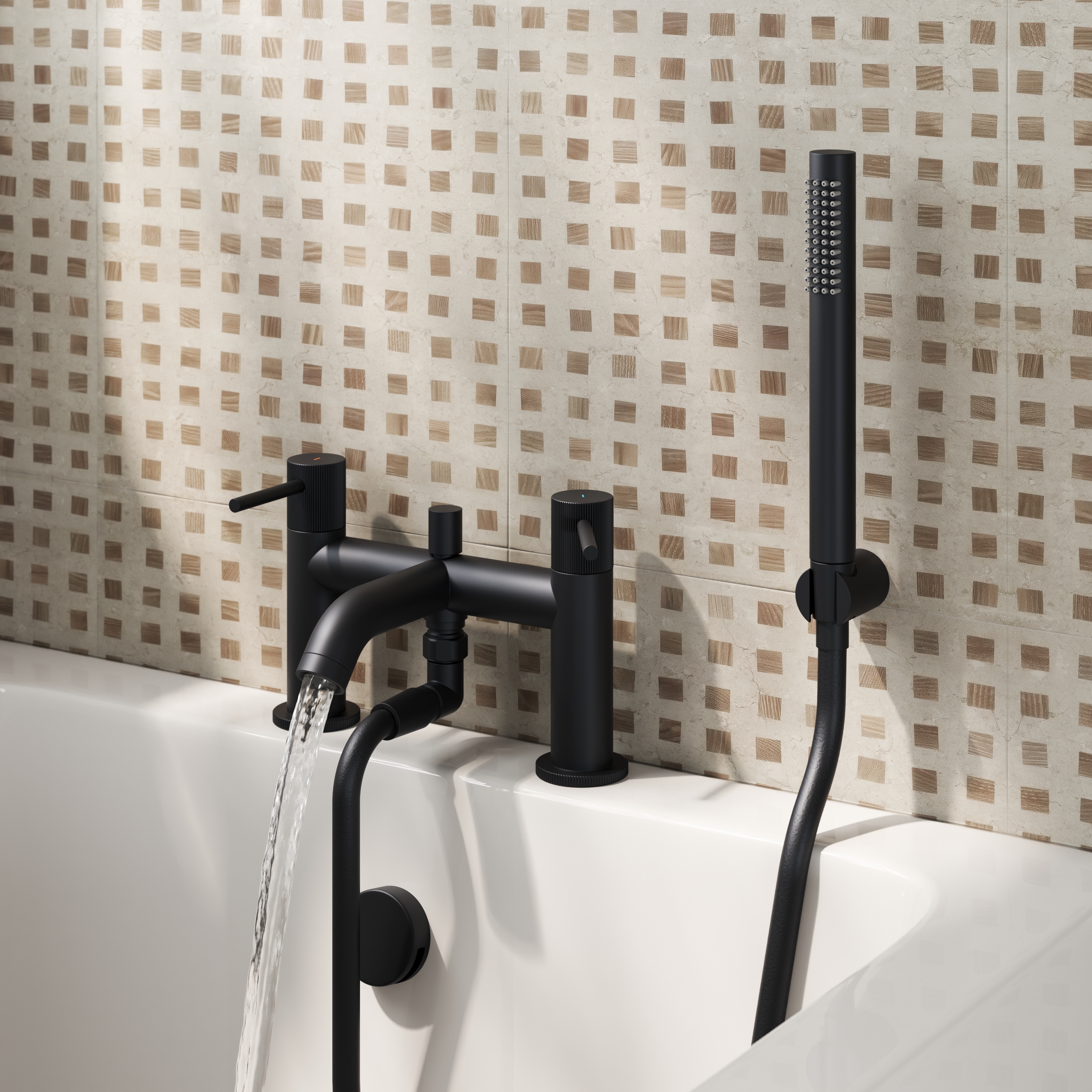 Harbour Fluted Deck Mounted Bath Shower Mixer Tap
