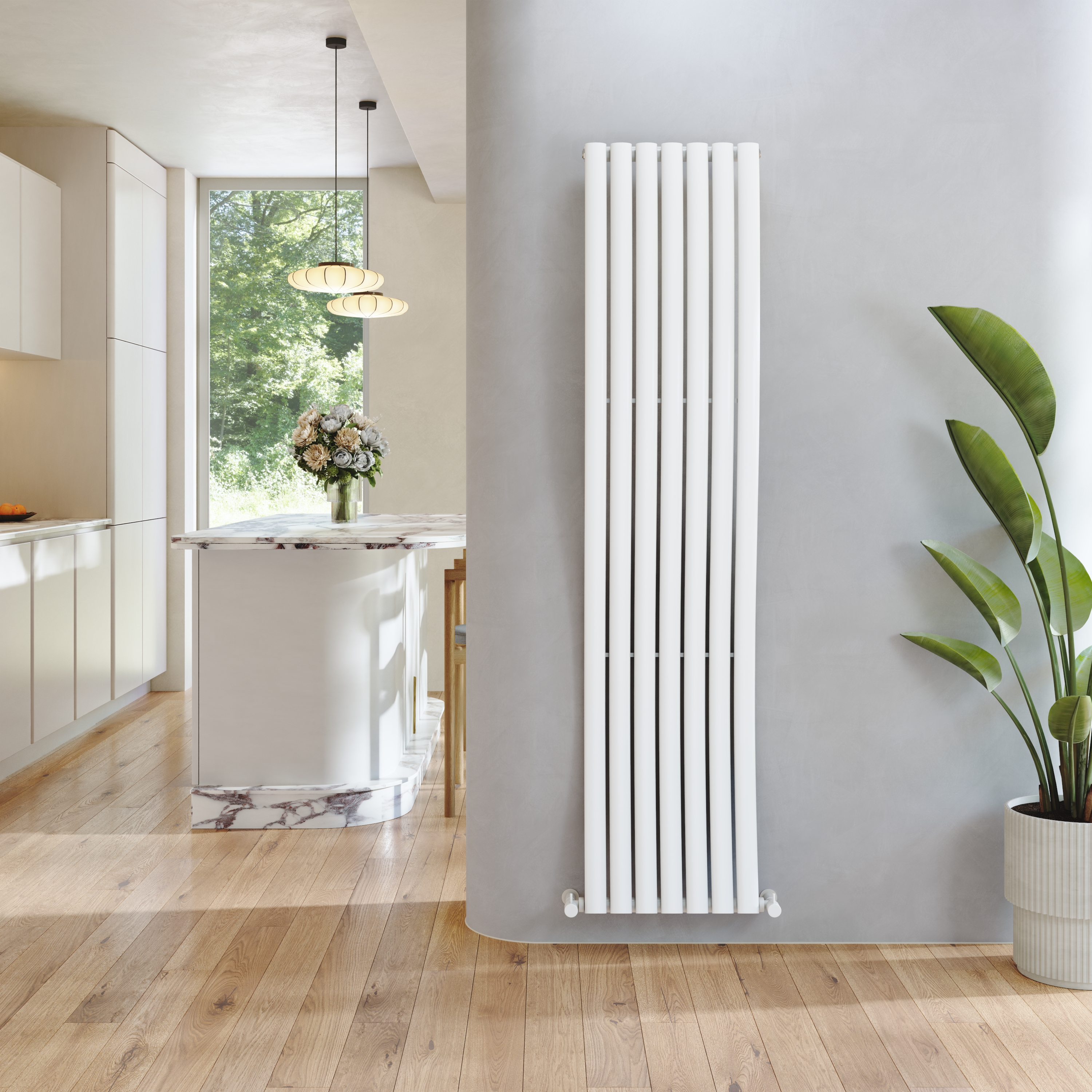 Toasty Plume White Vertical Wave Radiator - 1800 x 415mm
