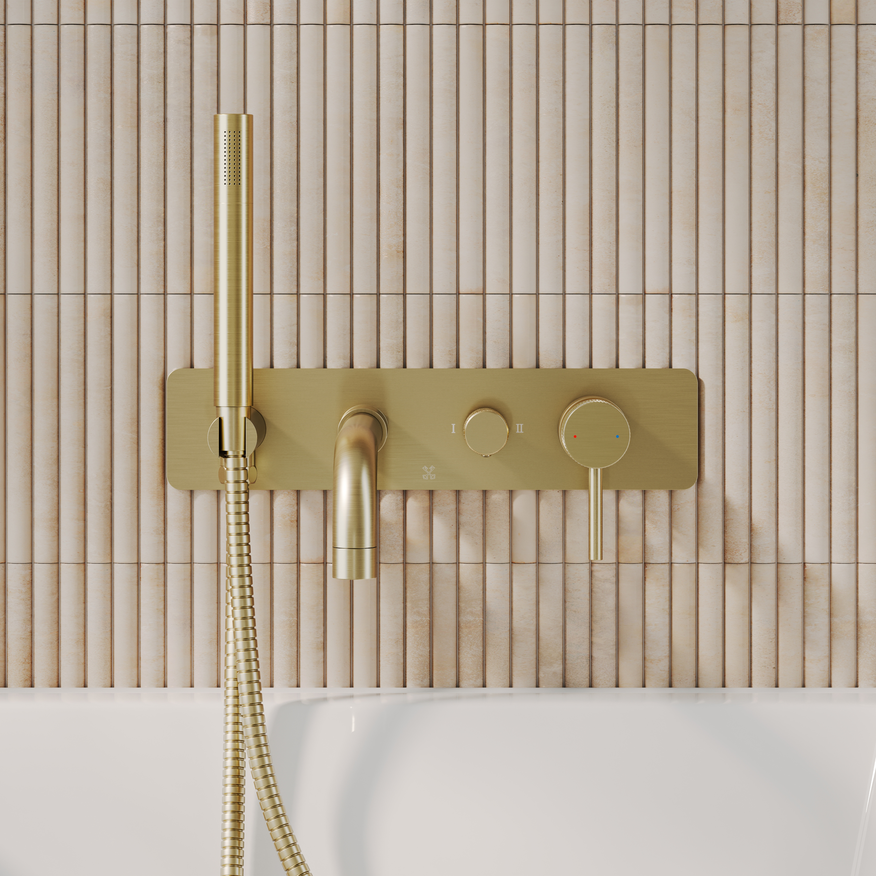 Core Wall Mounted Bath Shower Mixer, Handset & Hose
