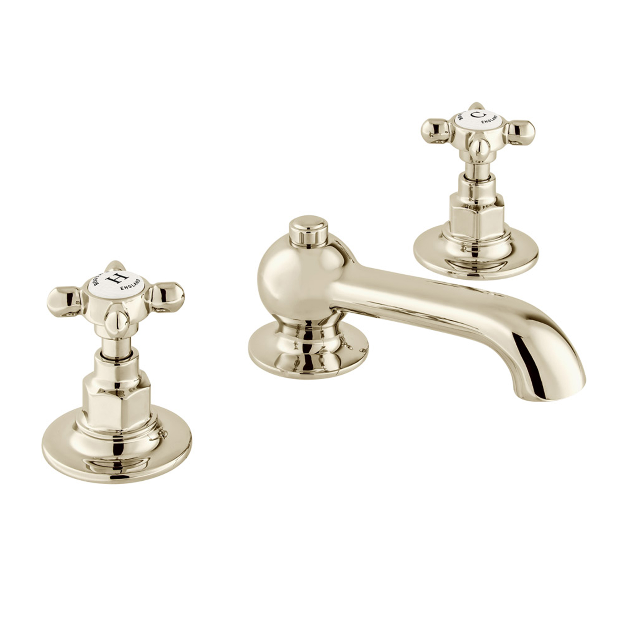 Booth & Co Axbridge Traditional Crosshead 3 Hole Basin Mixer Tap with Waste