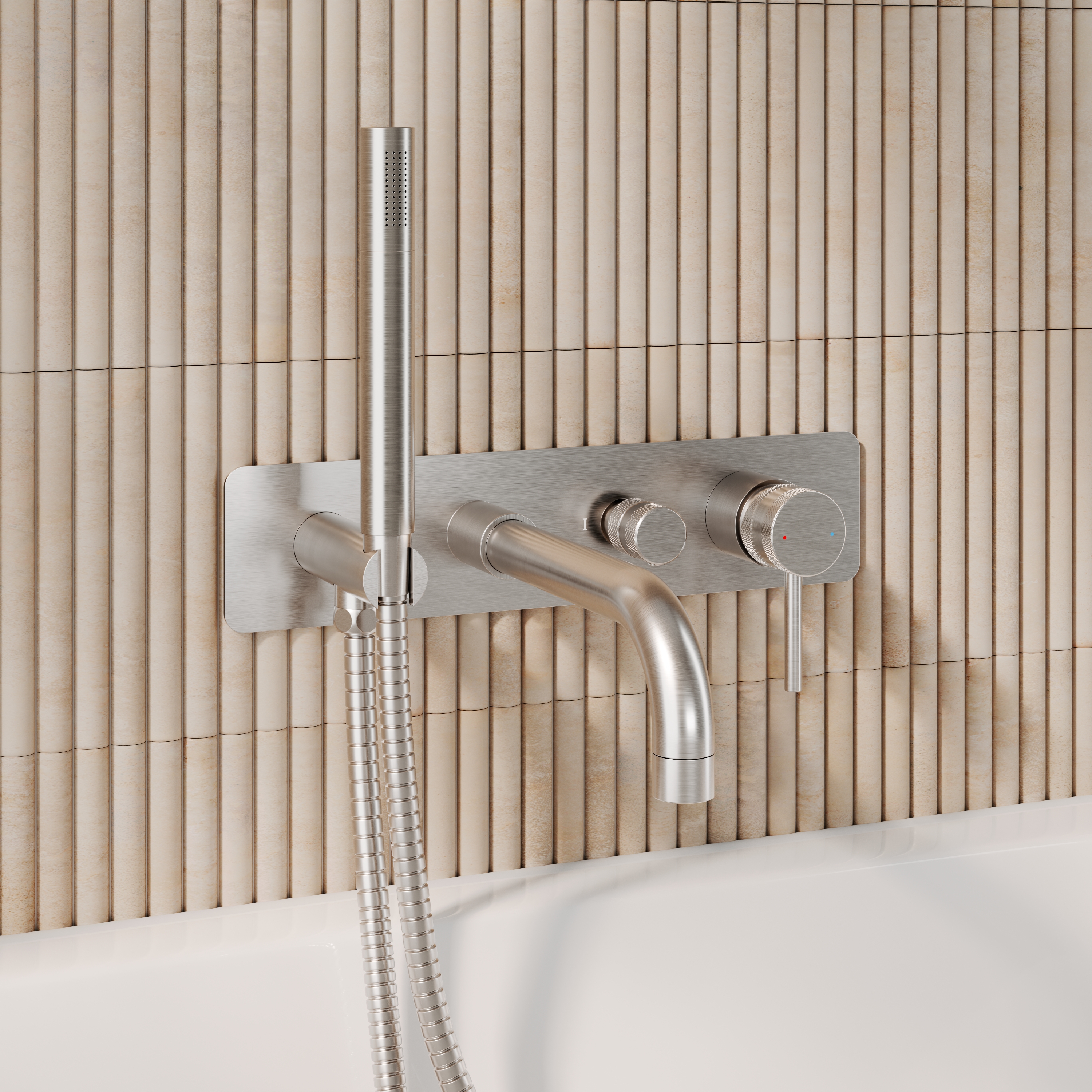 Core Wall Mounted Bath Shower Mixer, Handset & Hose