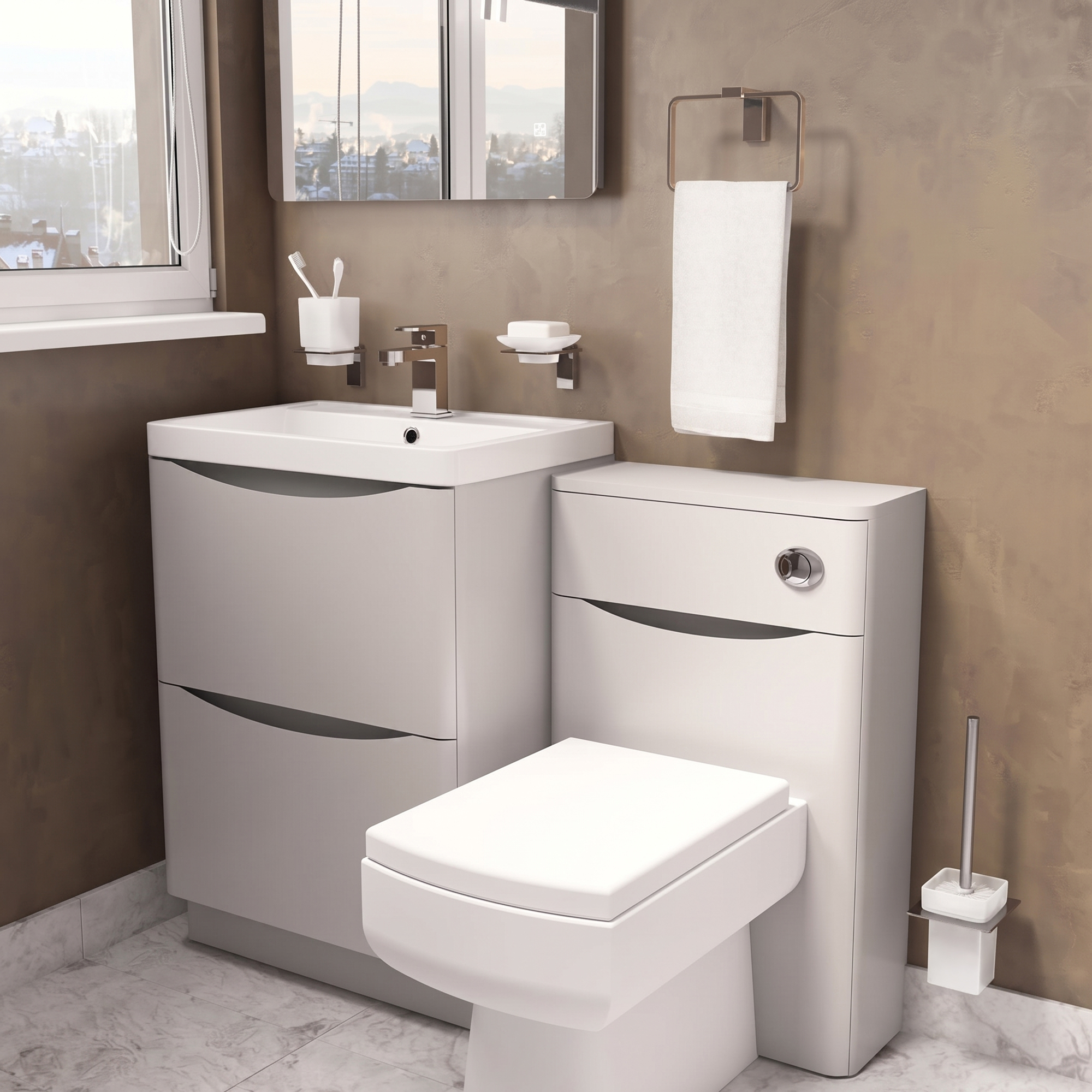 Harbour Clarity 600mm Floorstanding Matt Grey Vanity Unit & Basin