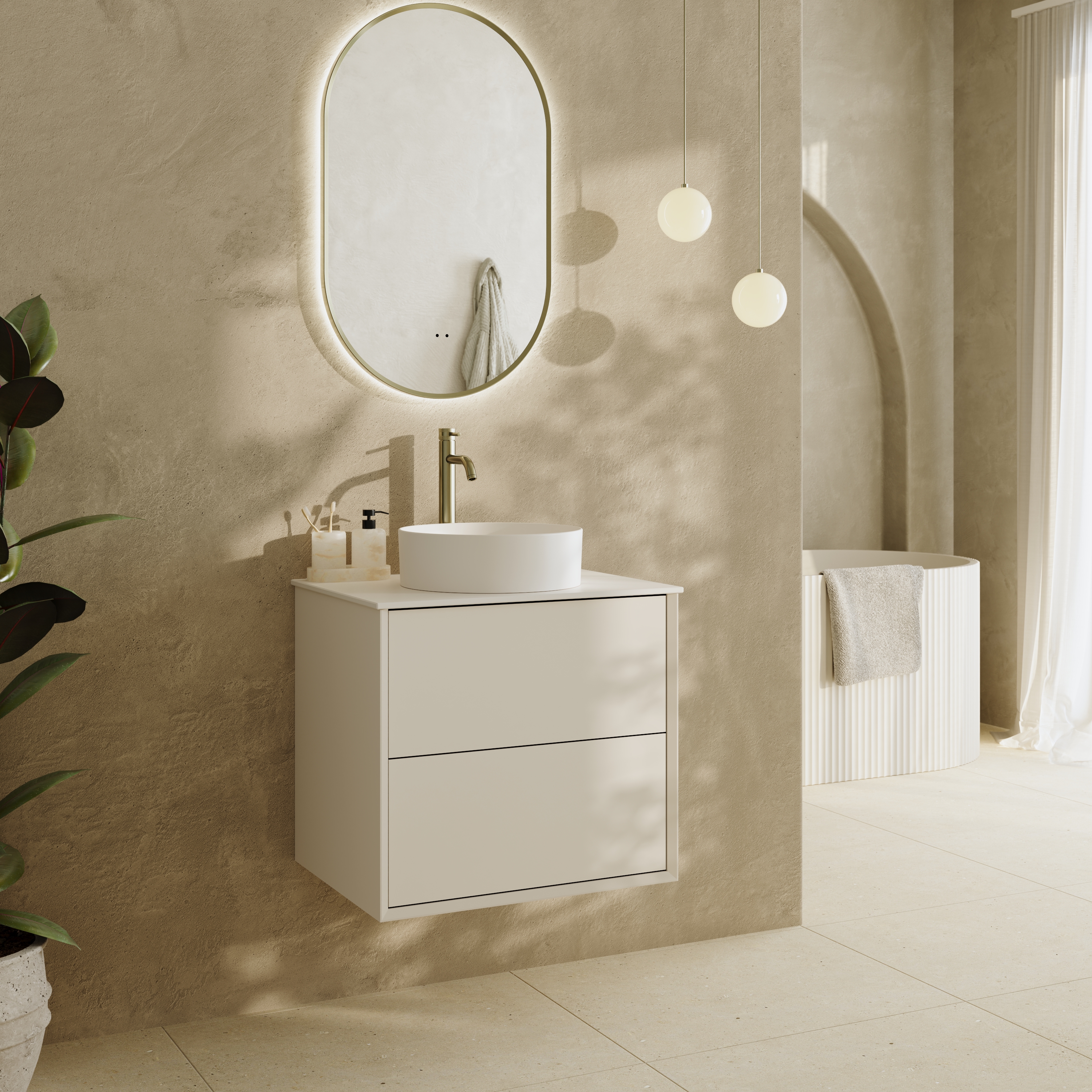 Oslo 600mm Wall Mounted Vanity Unit & Sintered Stone Countertop