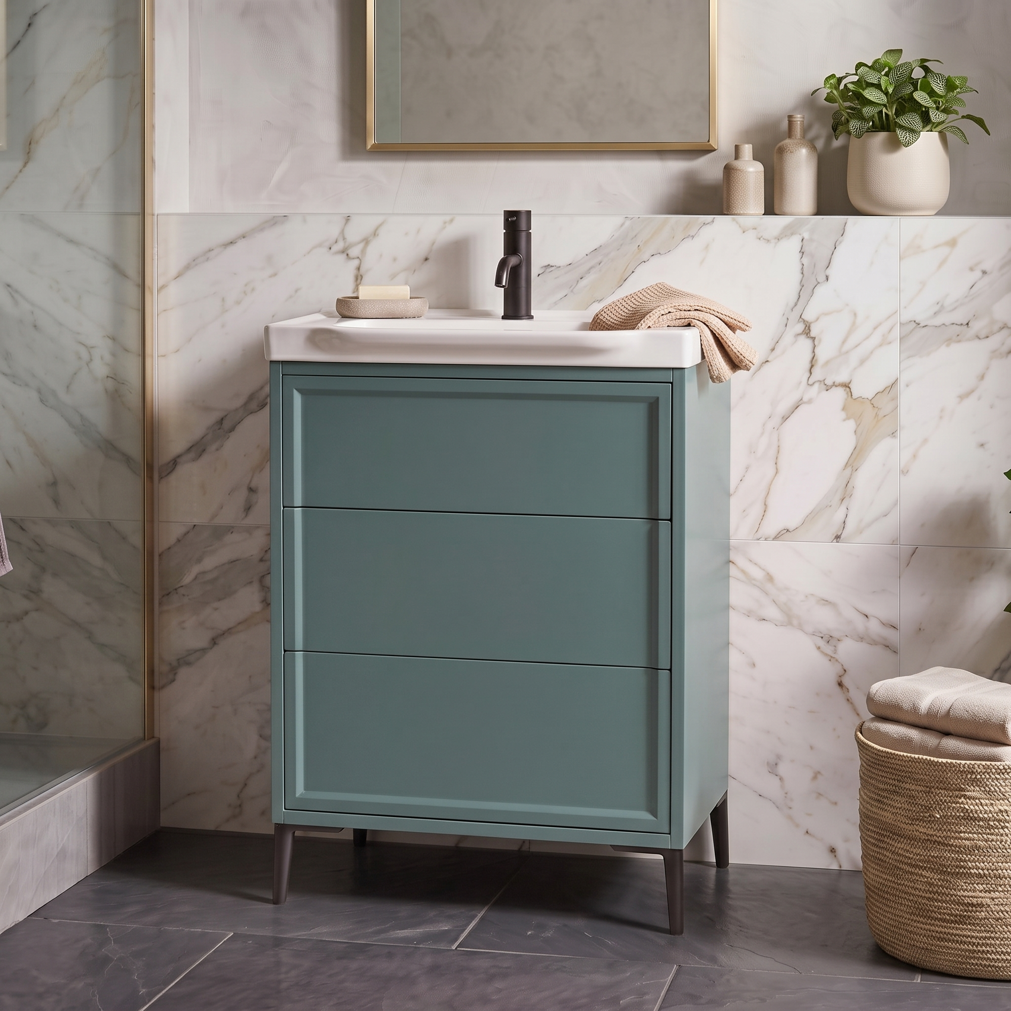 Elara 600mm Floorstanding Vanity Unit & Basin with Leg Set