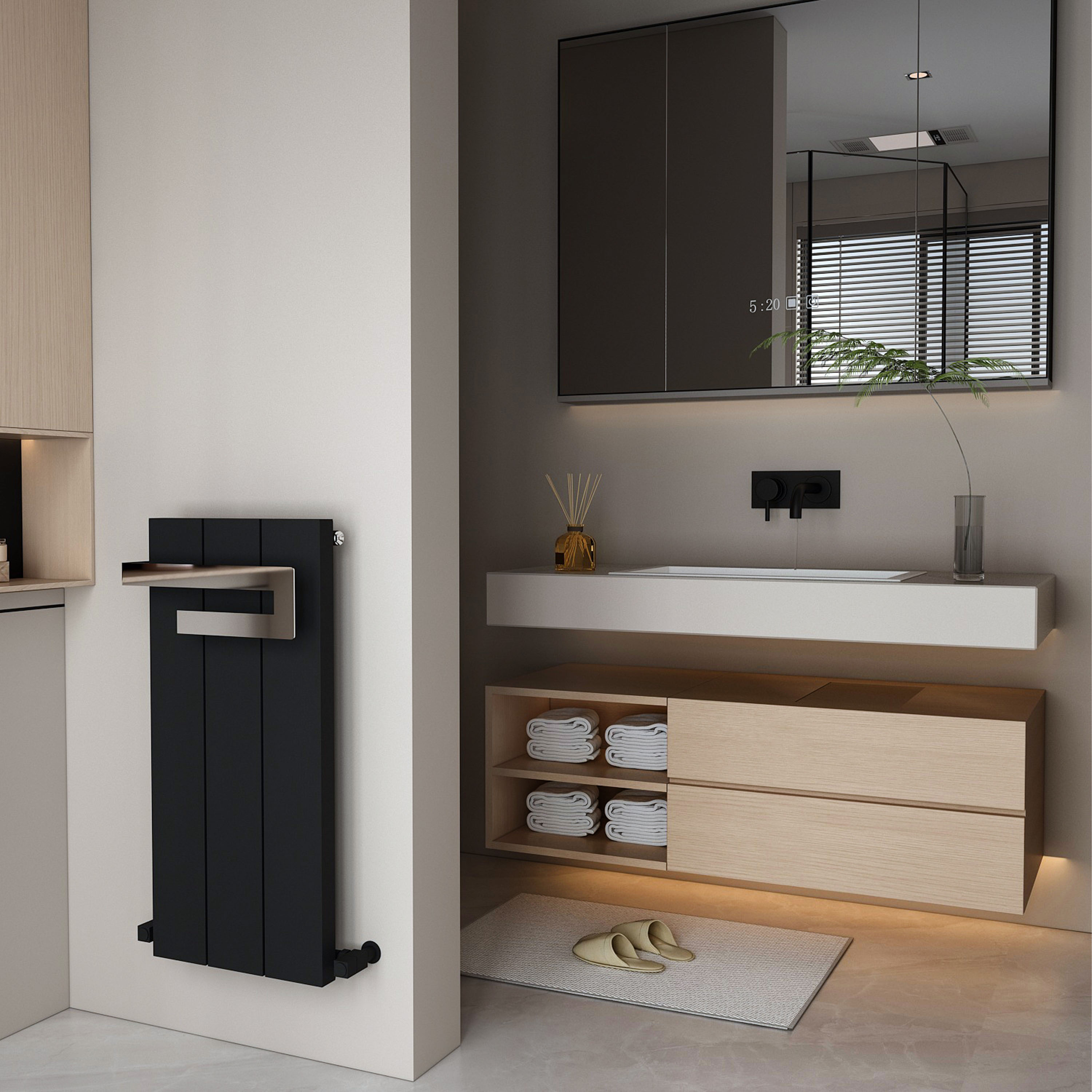 Carisa Elvino Bath Aluminium Vertical Radiator & Towel Rail