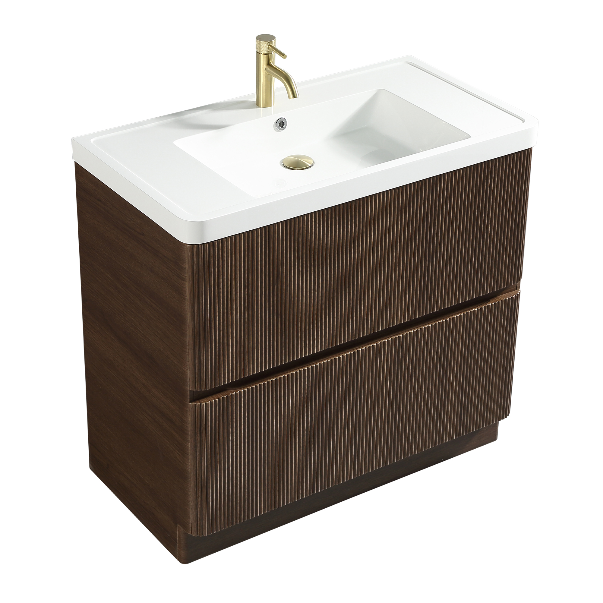 Drench Origin 900mm Fluted Floorstanding Vanity Unit & Polymarble Basin