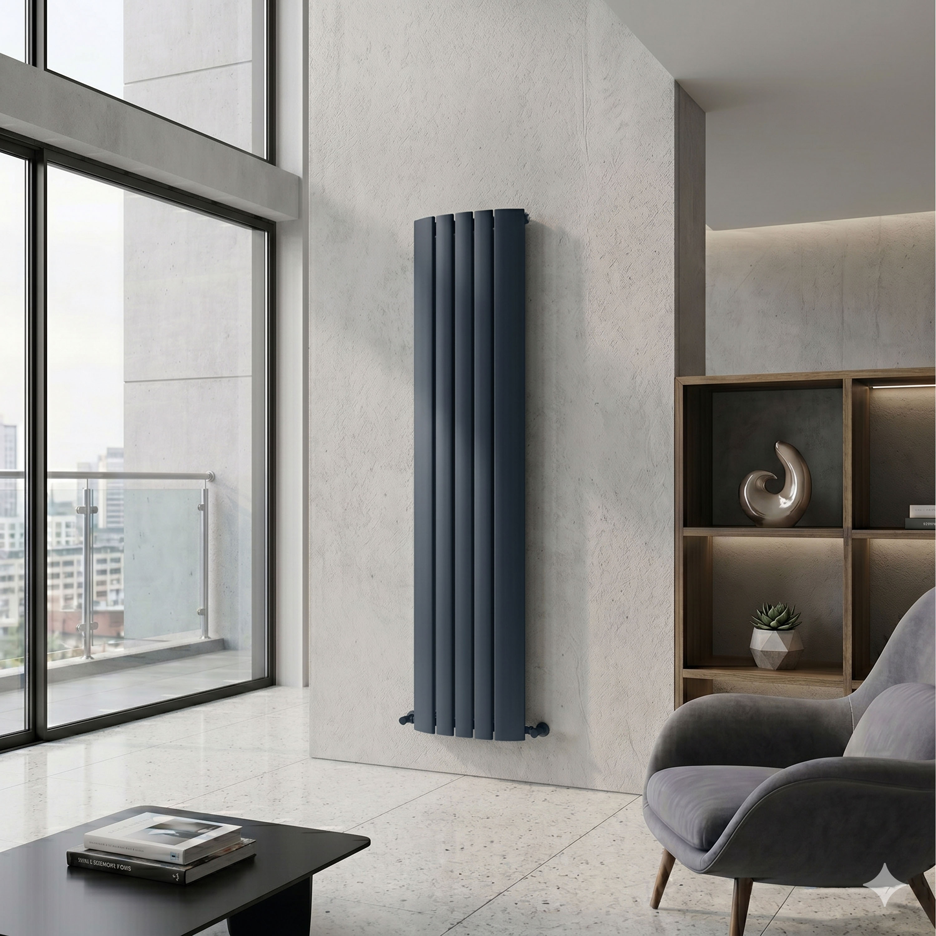 Carisa Gaia Oval Single Panel Vertical Aluminium Radiator