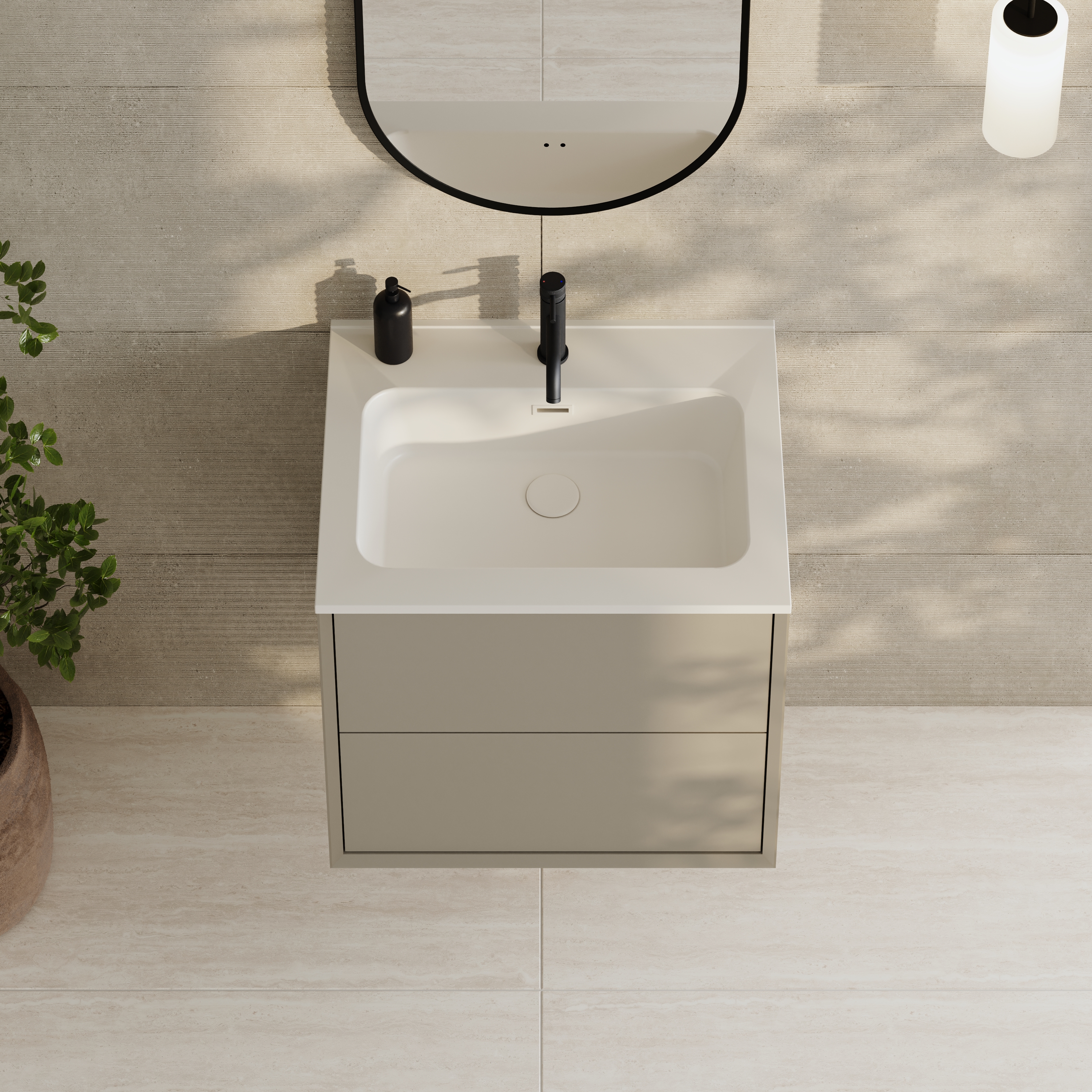 Oslo 600mm Wall Mounted Vanity Unit & Matt White Basin