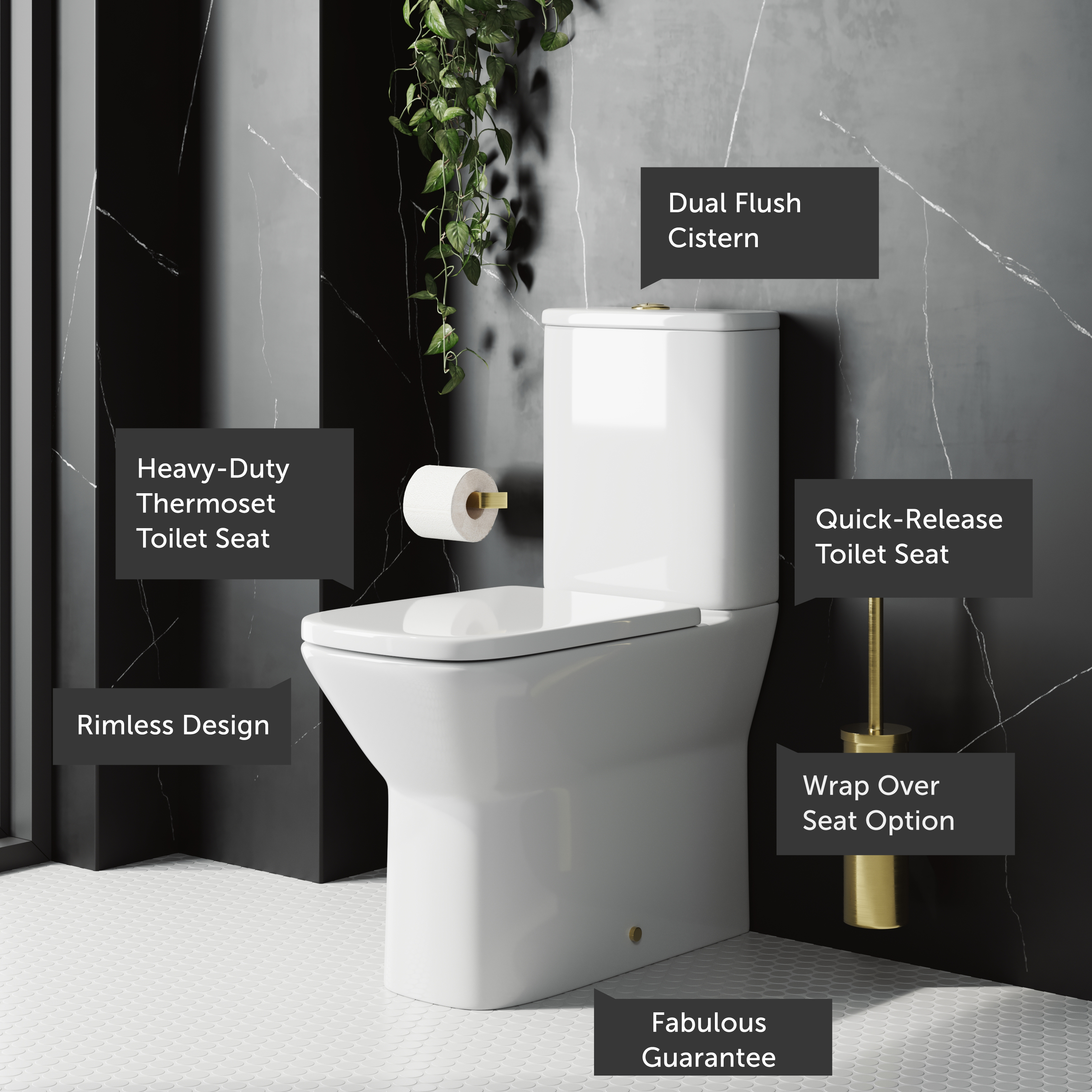Harbour Alchemy Rimless Back to Wall Comfort Height Toilet & Soft Close Seat