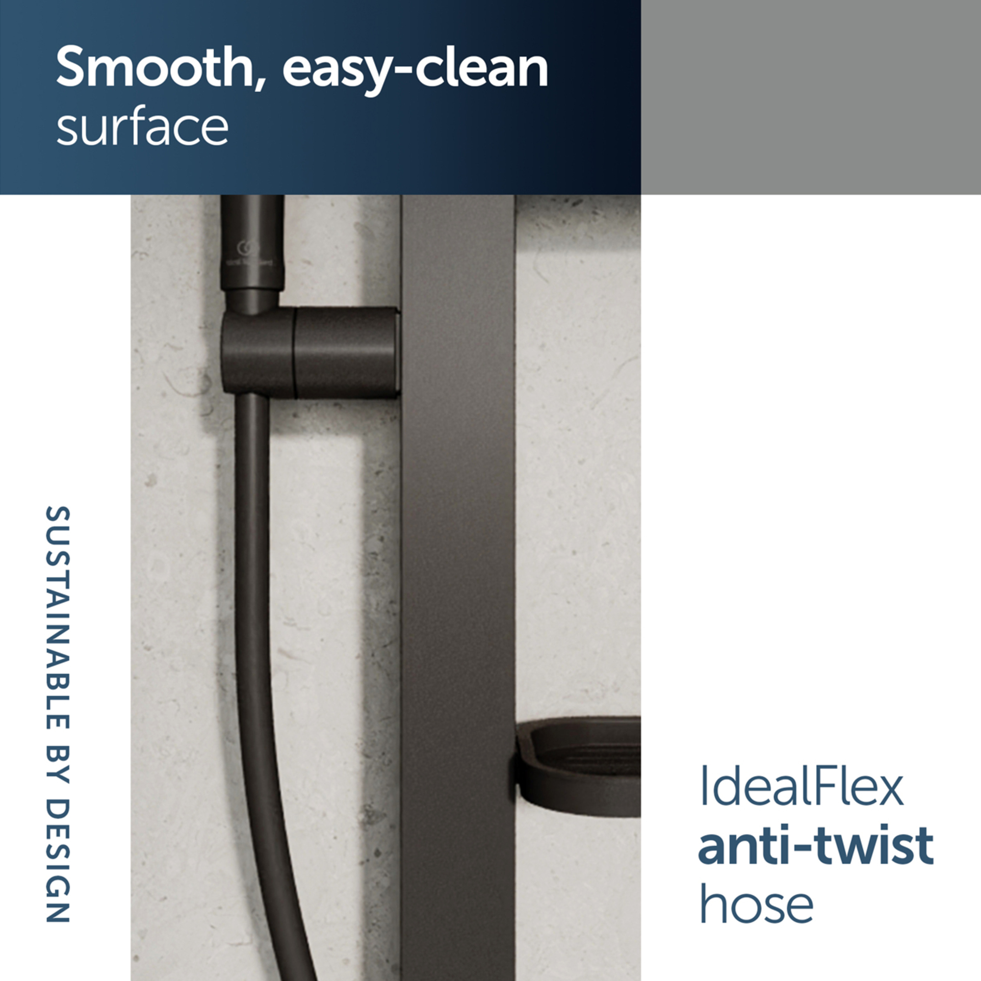 Ideal Standard Idealrain Alu+ Shower Rail Kit with Multi-Function Shower Handset & 2 Shelves