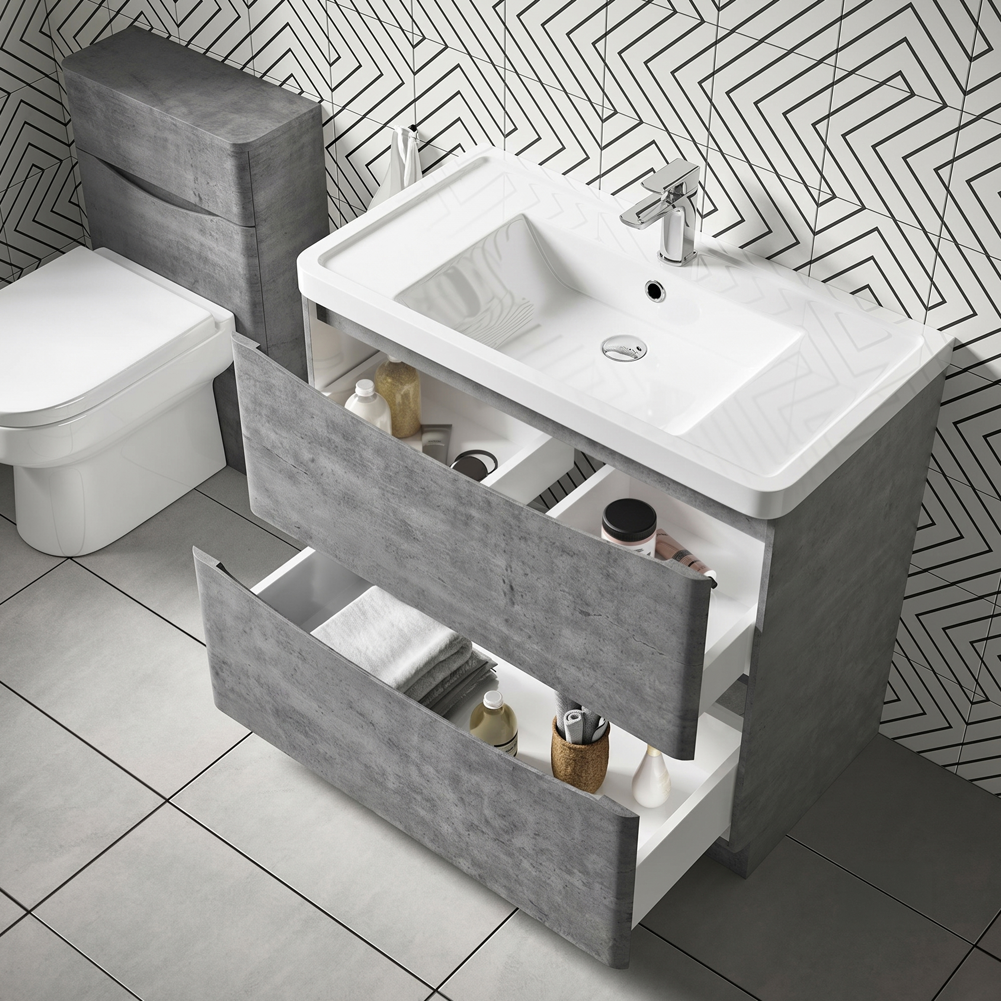 Harbour Clarity 900mm Floorstanding Concrete Vanity Unit & Basin