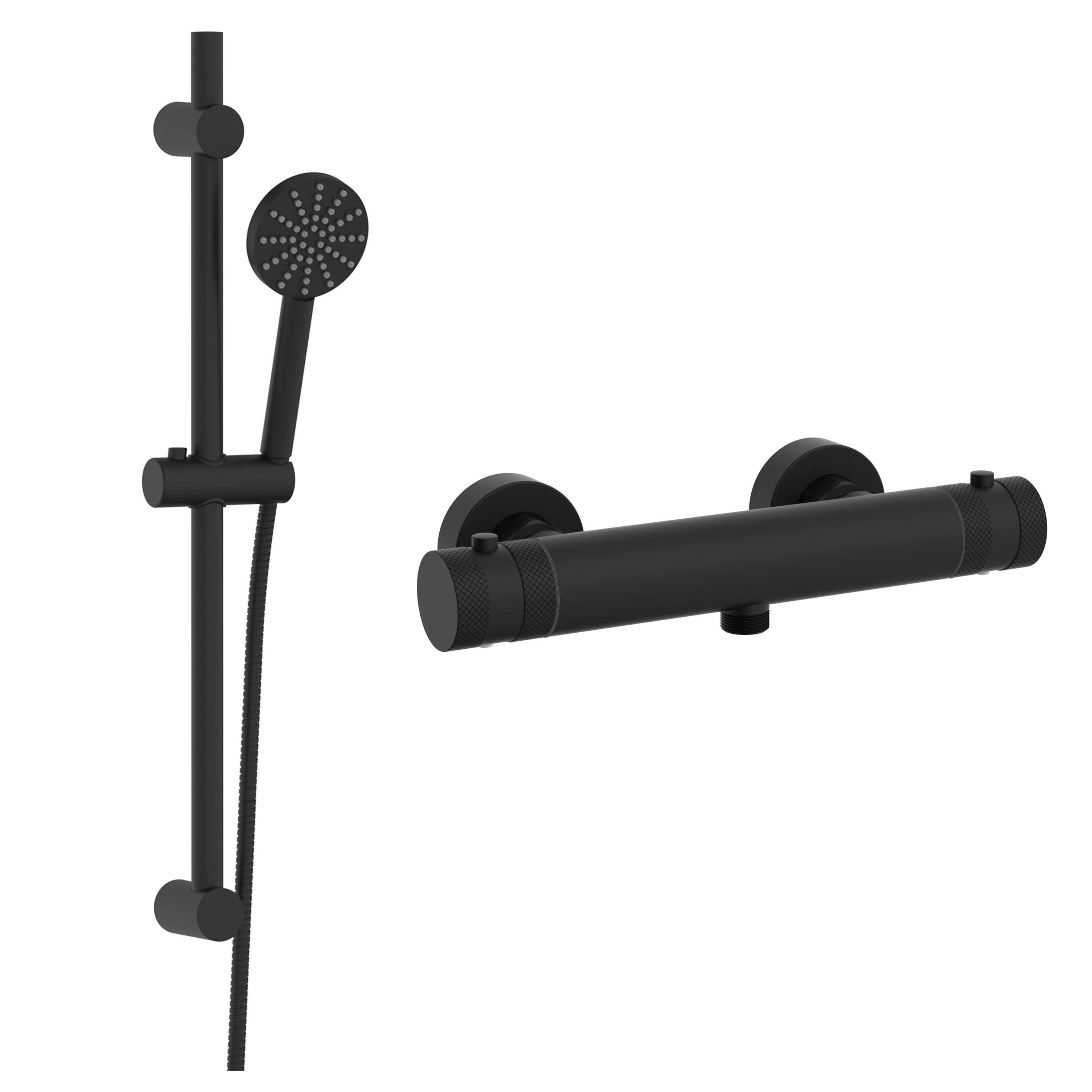 Core 1 Outlet Exposed Thermostatic Bar Valve & Fluted Slide Rail Shower Kit