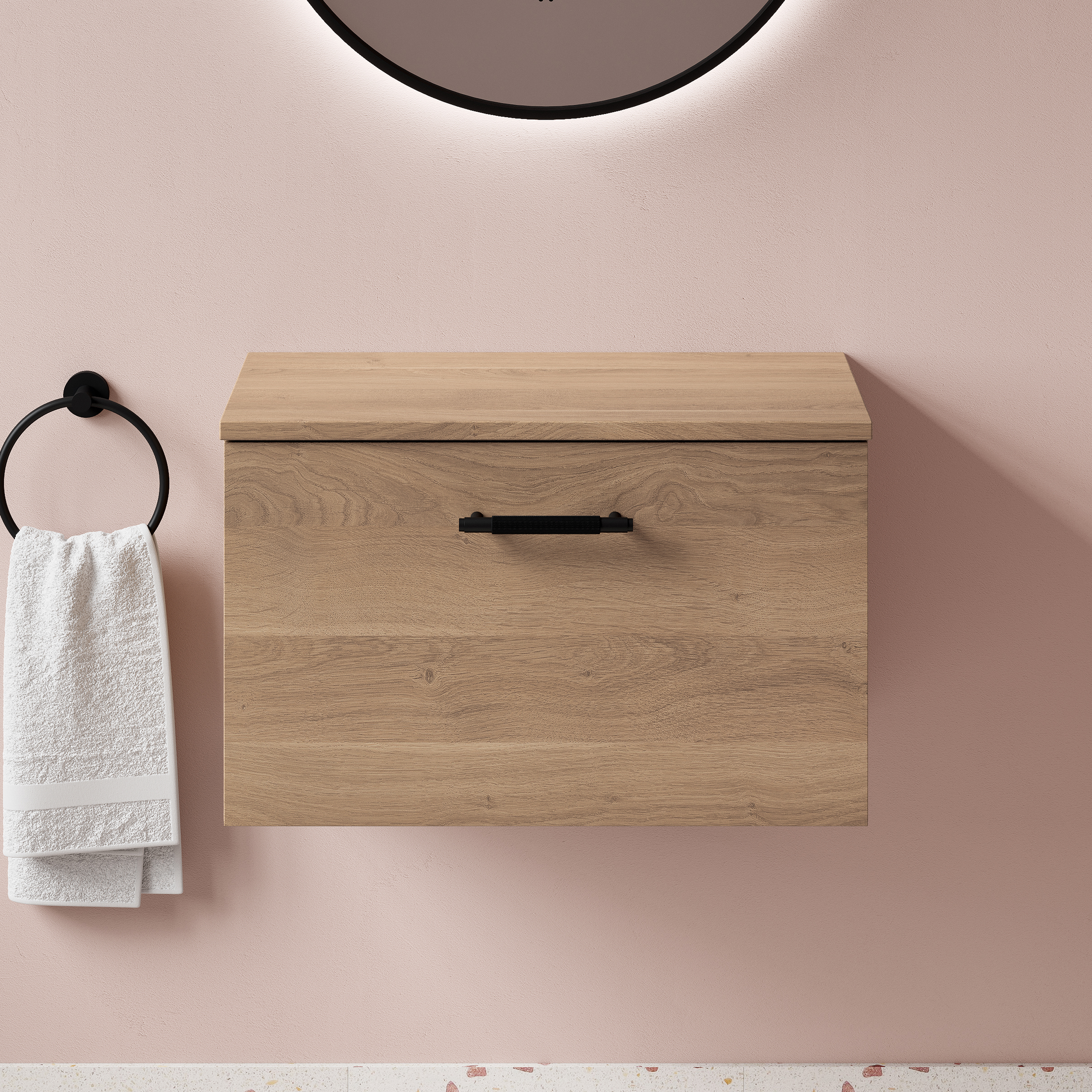 Erin 600mm Wall Mounted 1 Drawer Vanity Unit & Countertop