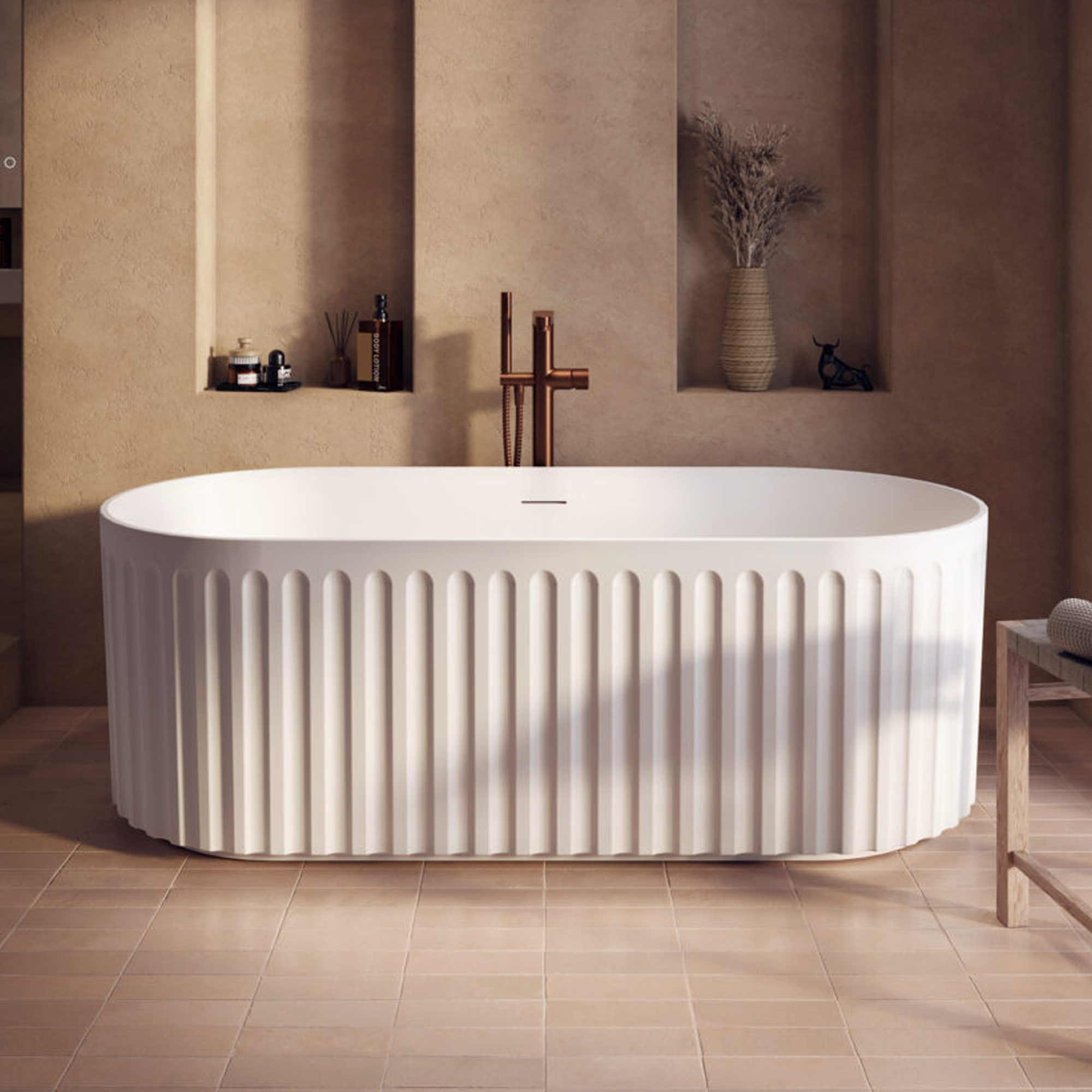 Drench Groove Oval Fluted Acrylic Bath - 1700 x 750mm