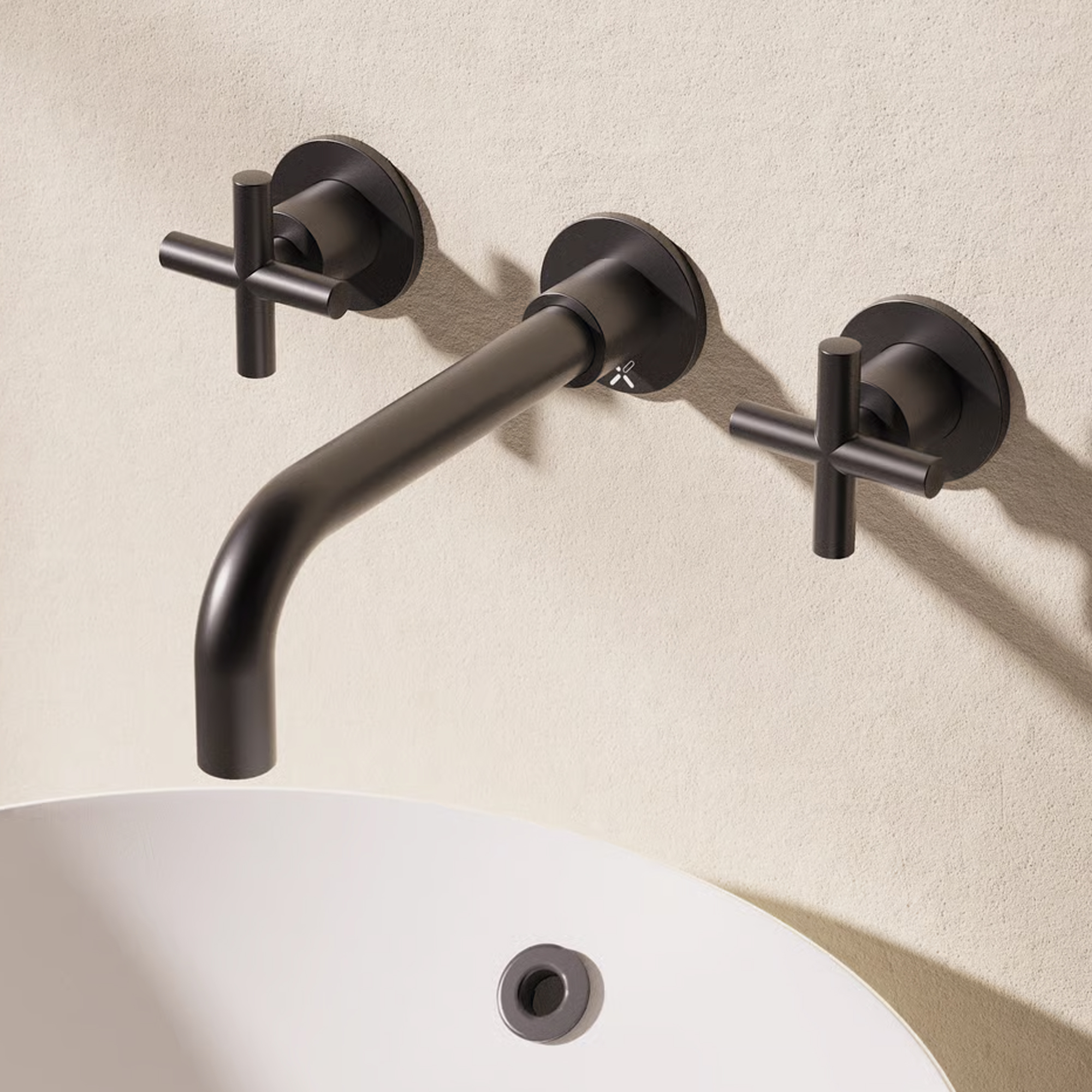 Crosswater MPRO 3 Hole Wall Mounted Basin Mixer Tap with Crosshead Handles