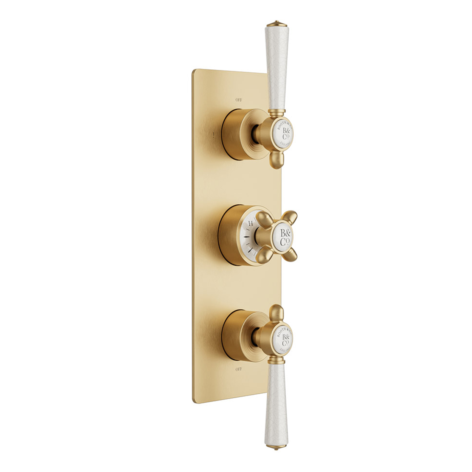 Booth & Co Axbridge Traditional 2 Outlet 3 Handle Concealed Thermostatic Shower Valve